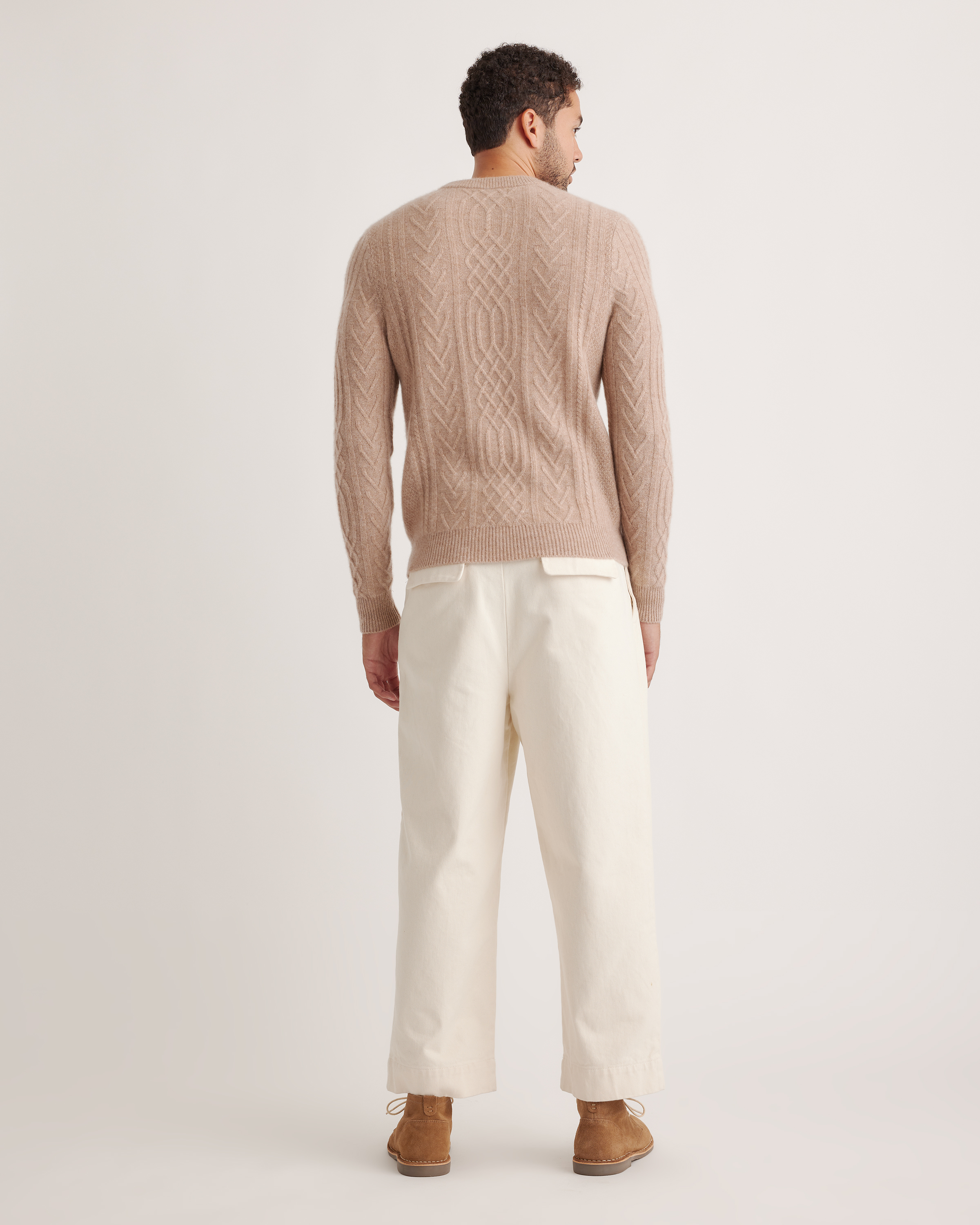 Mongolian Spring Cashmere Cable Crewneck Sweater — Image 4