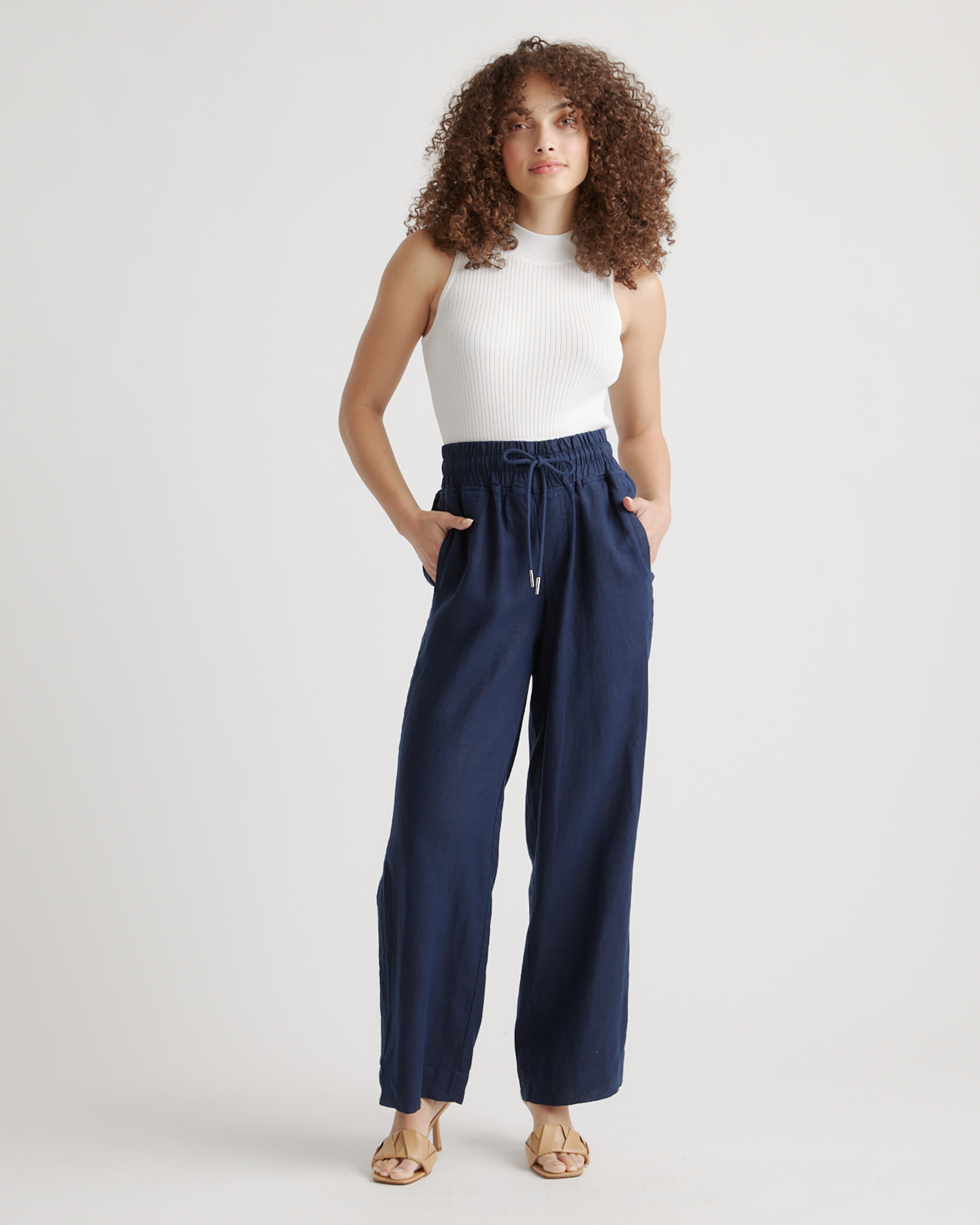 100% European Linen Wide Leg Pants — Image 42