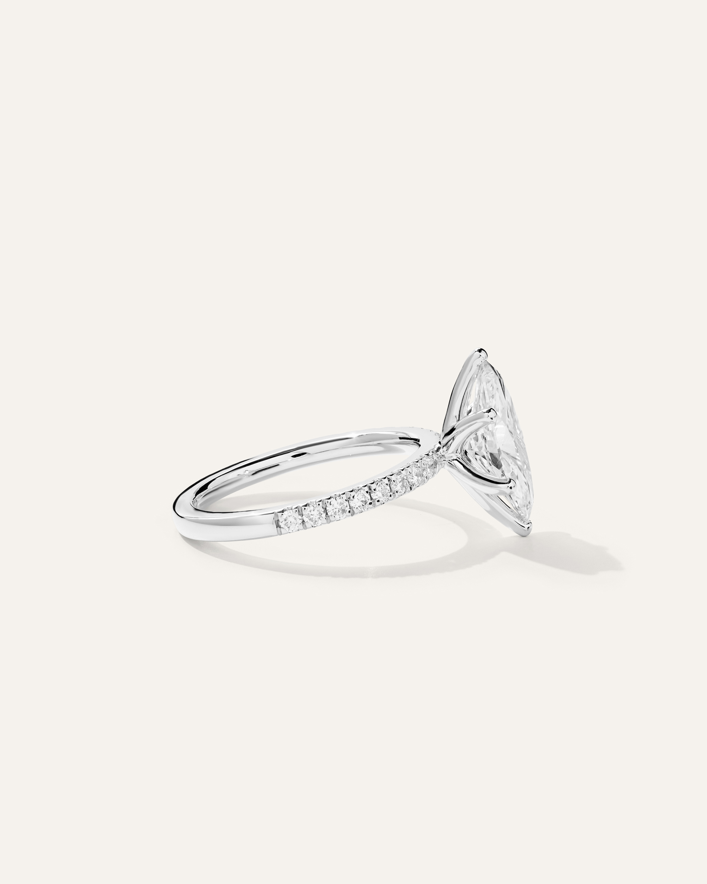 Lab Grown Diamond Marquise Petite Pave Engagement Ring - 2ct — Image 9