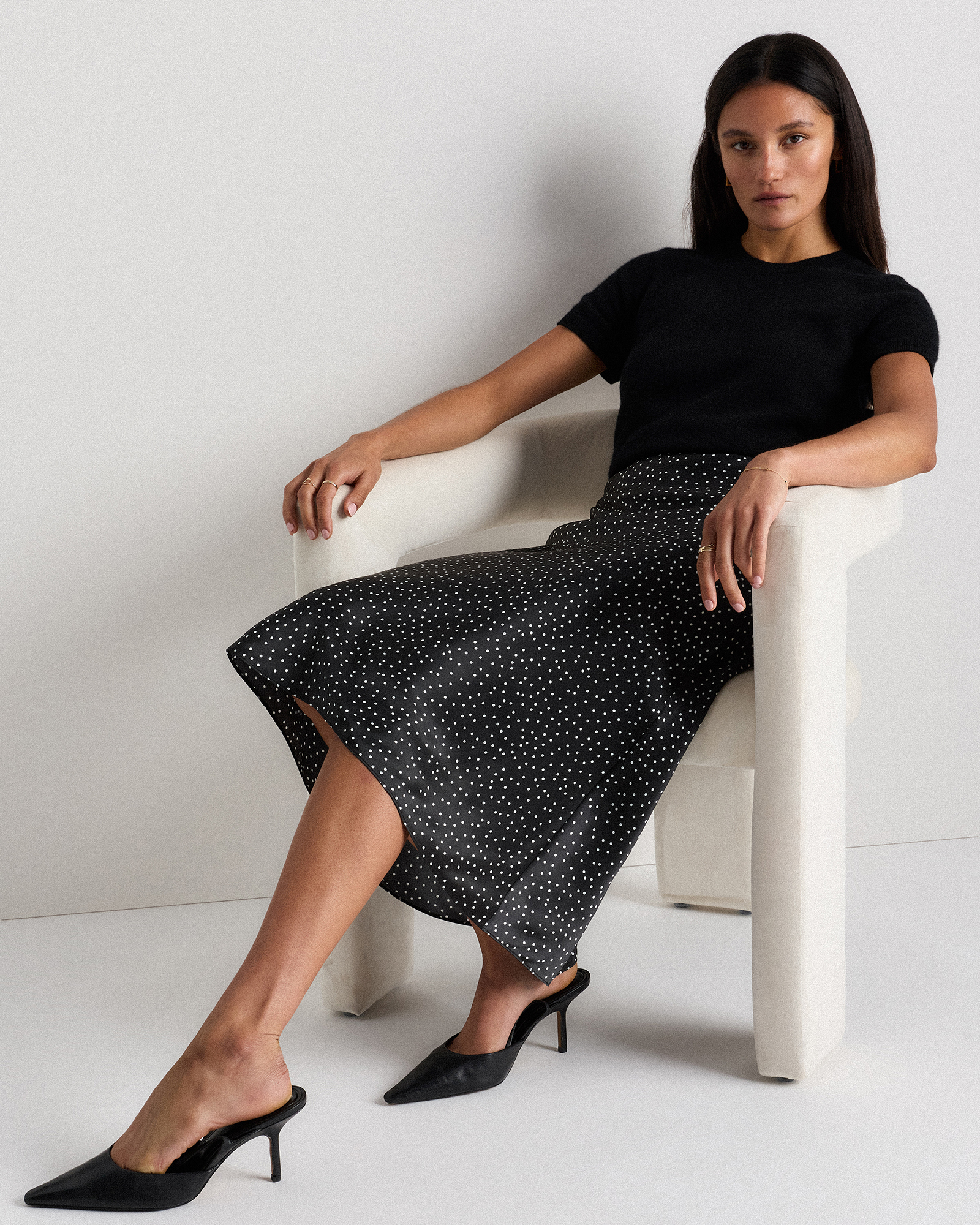 forest-green 100% Washable Silk Skirt — Image 56
