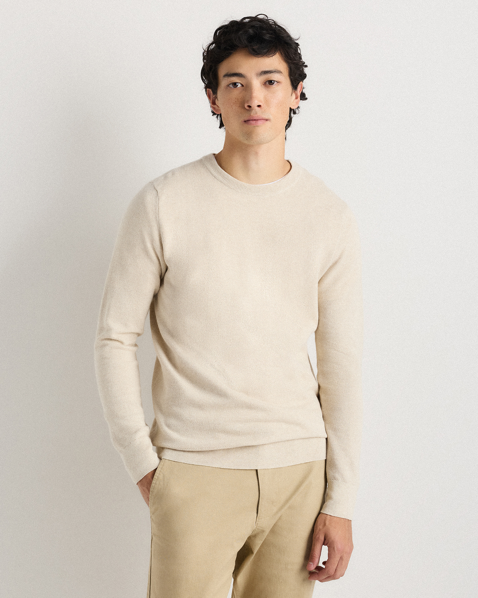 100% Organic Cotton Pique Crewneck Sweater — Image 11