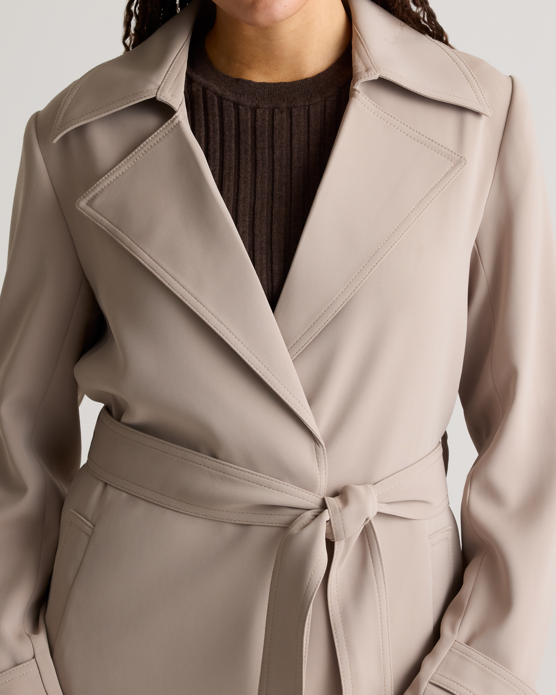 Stretch Crepe Trench Coat — Image 4