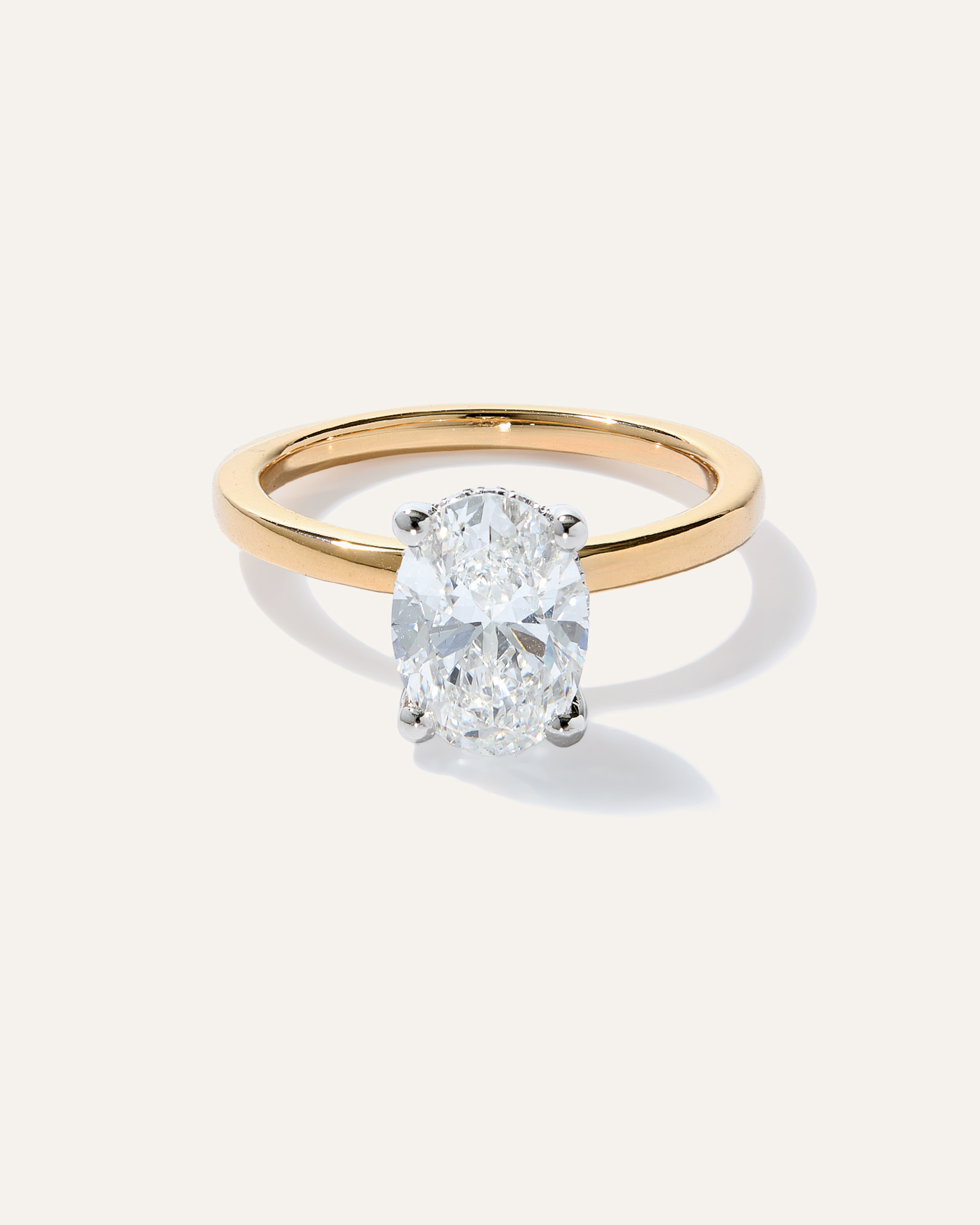 Lab Grown Diamond Oval Petite Hidden Halo Engagement Ring - 2ct — Image 7