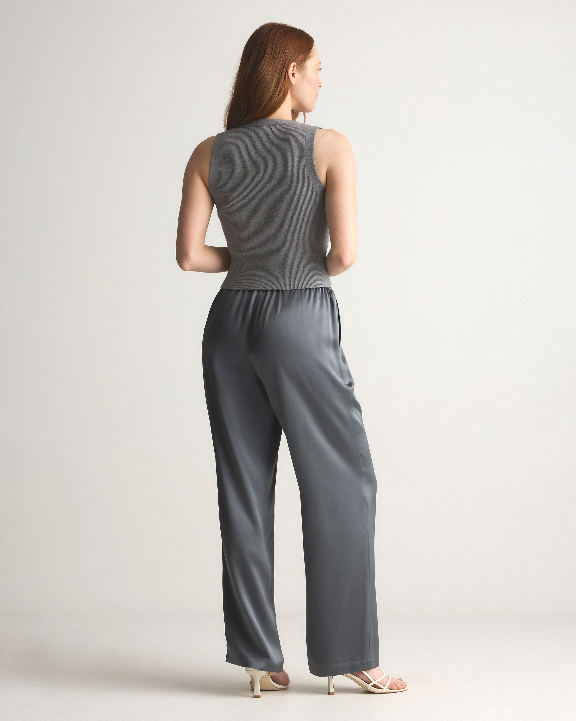 100% Washable Silk Drawstring Wide Leg Pants — Image 17