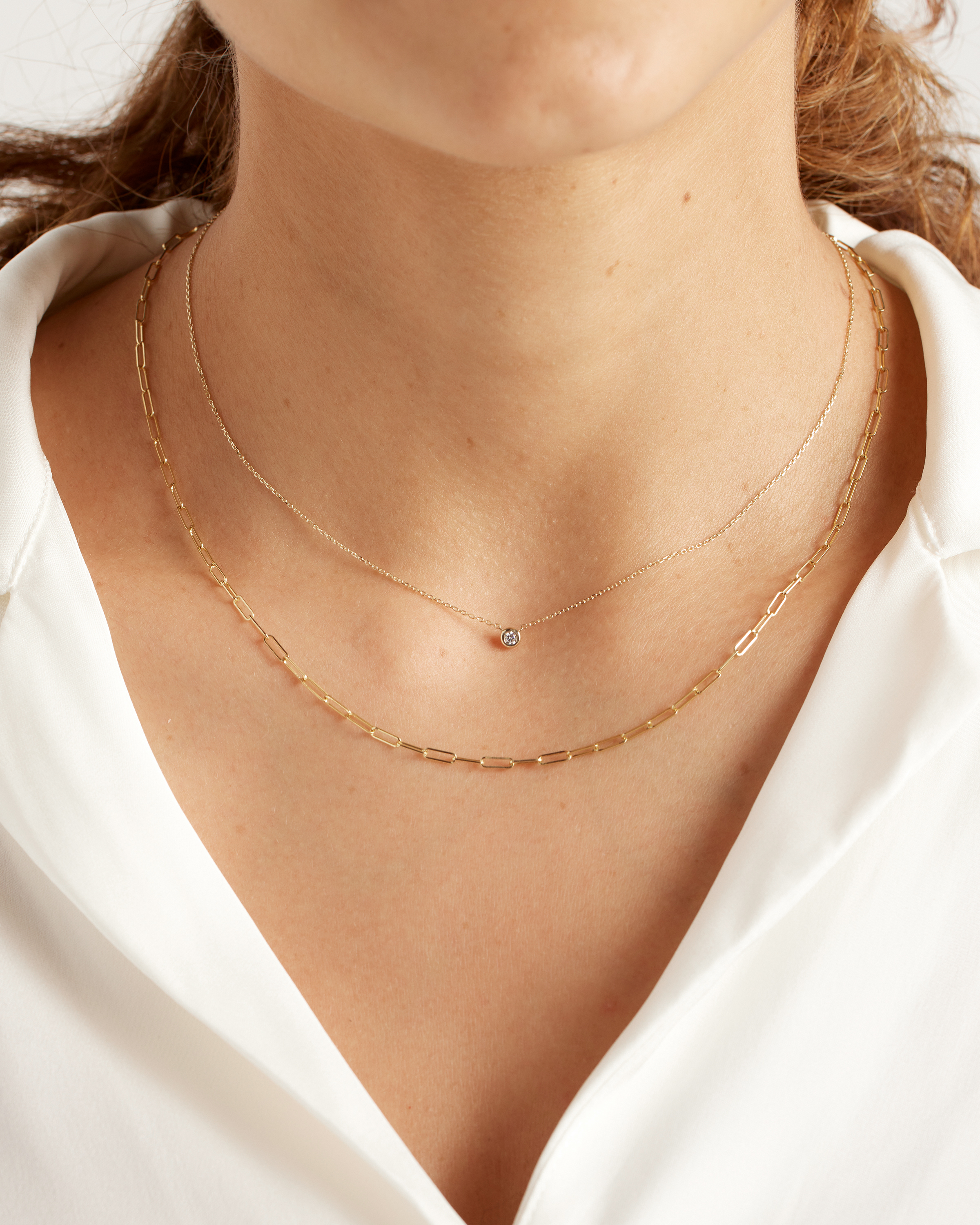 14K Gold Diamond Bezel Necklace — Image 3