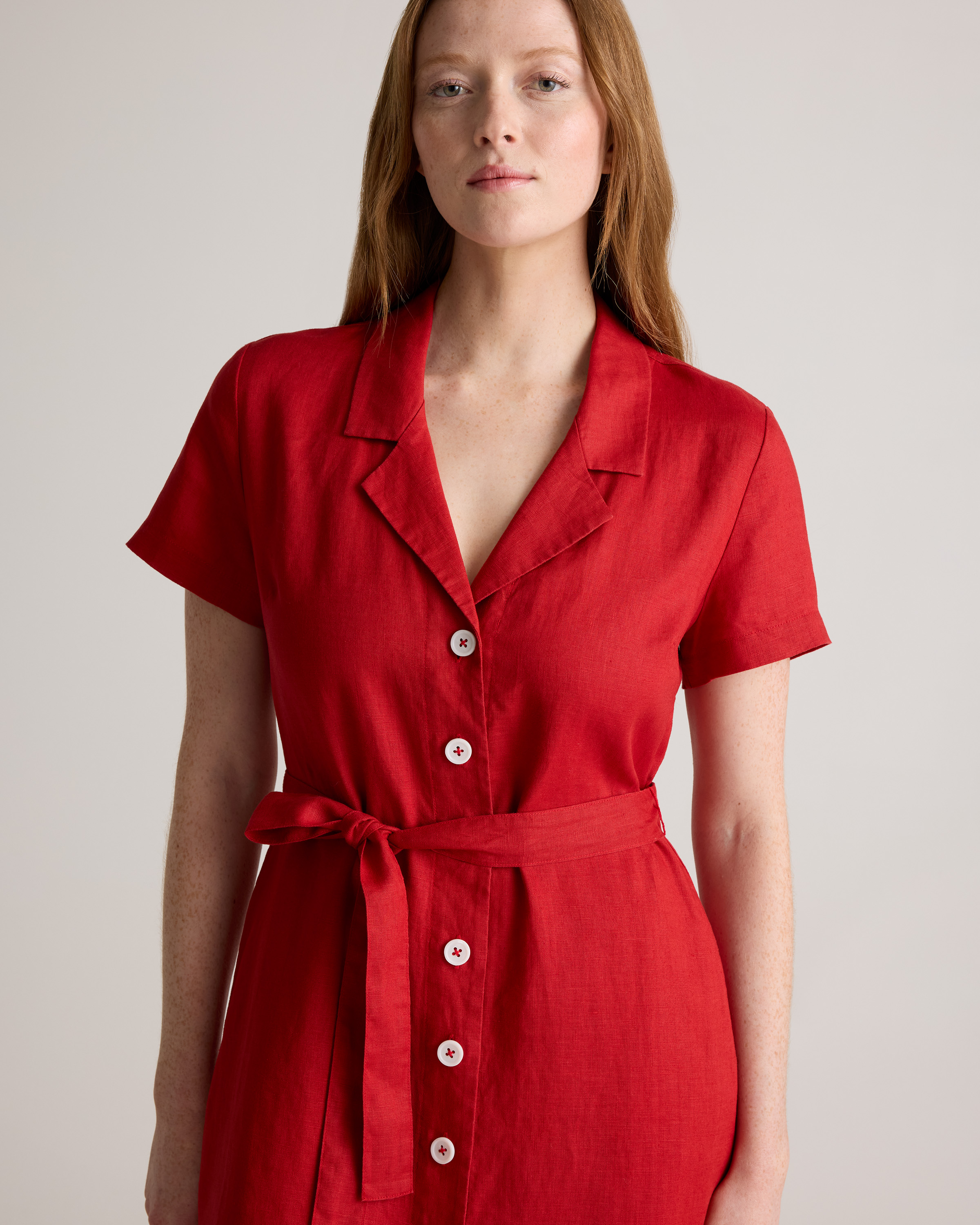 100% European Linen Button Front Dress — Image 23