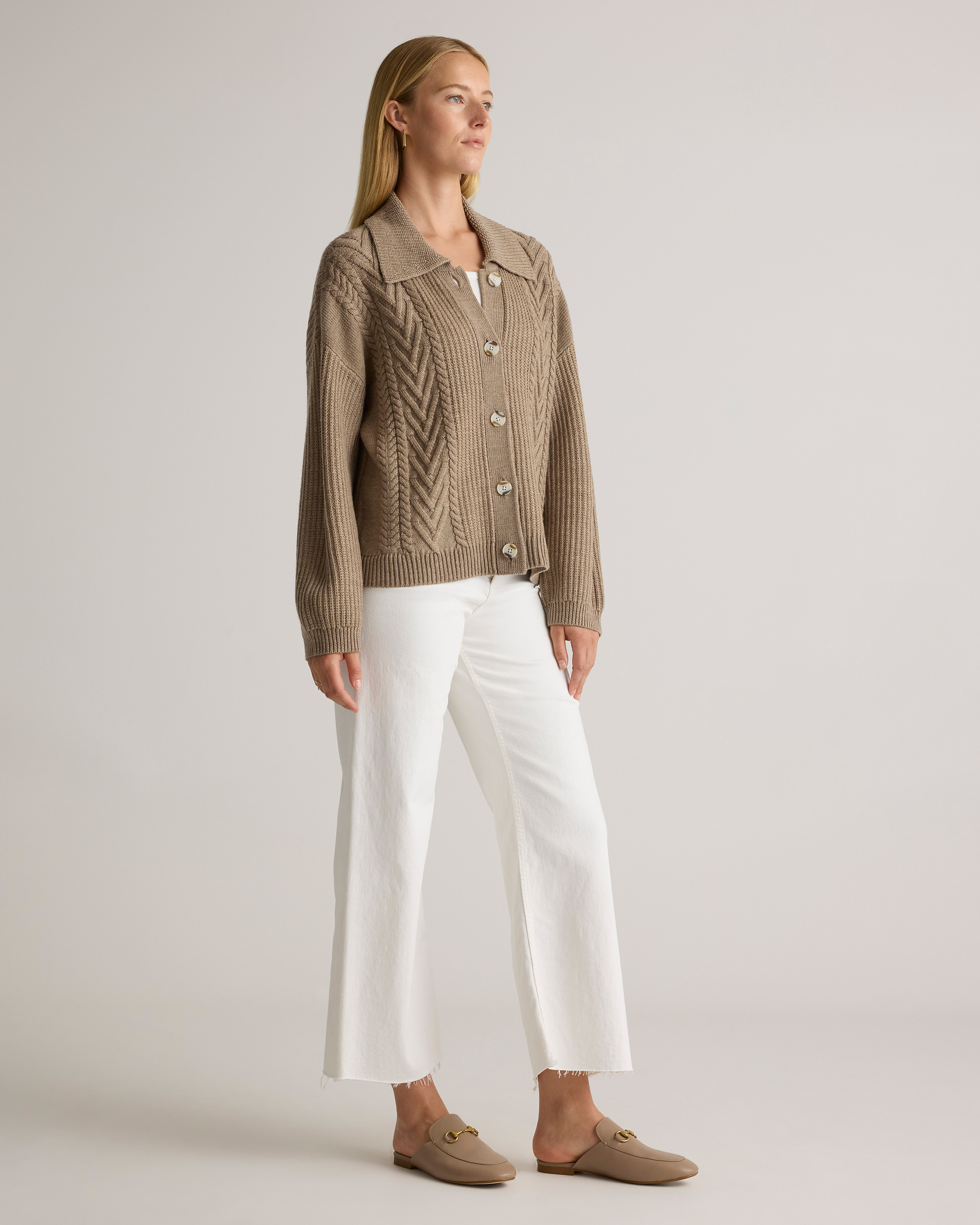 Australian Merino Wool Collared Cable Cardigan — Image 23