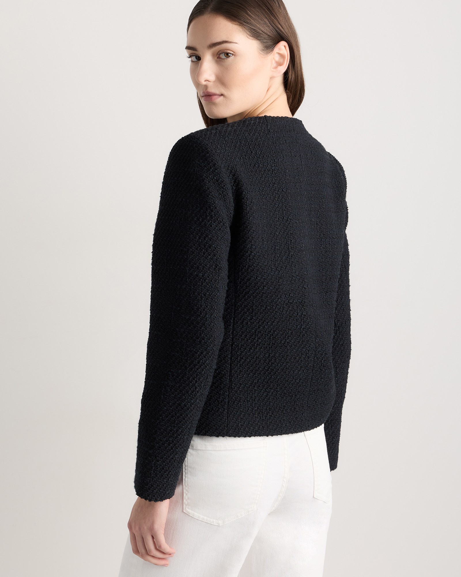 Tweed Collarless Jacket — Image 10