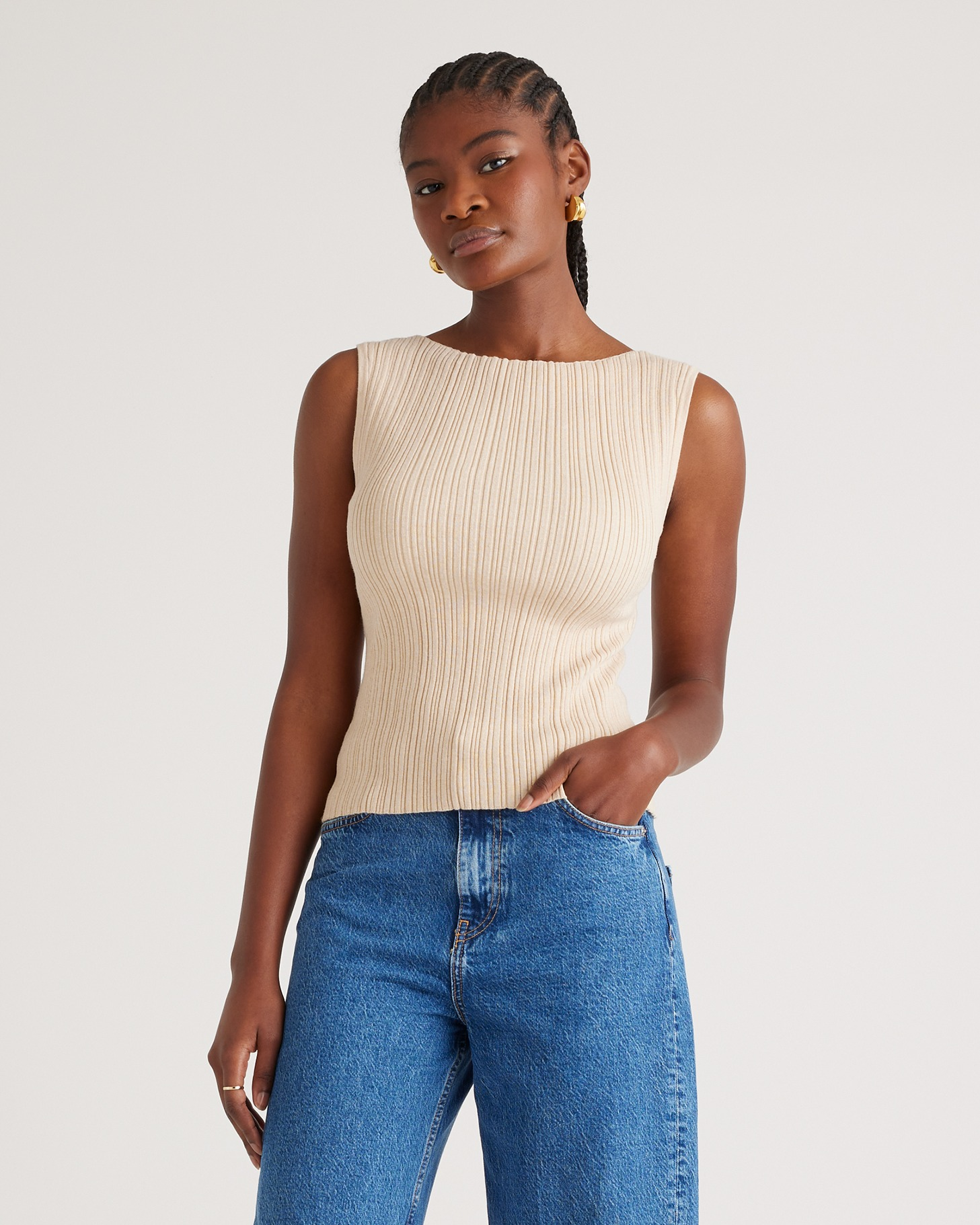Cotton Cashmere Ribbed Tank — Image 19
