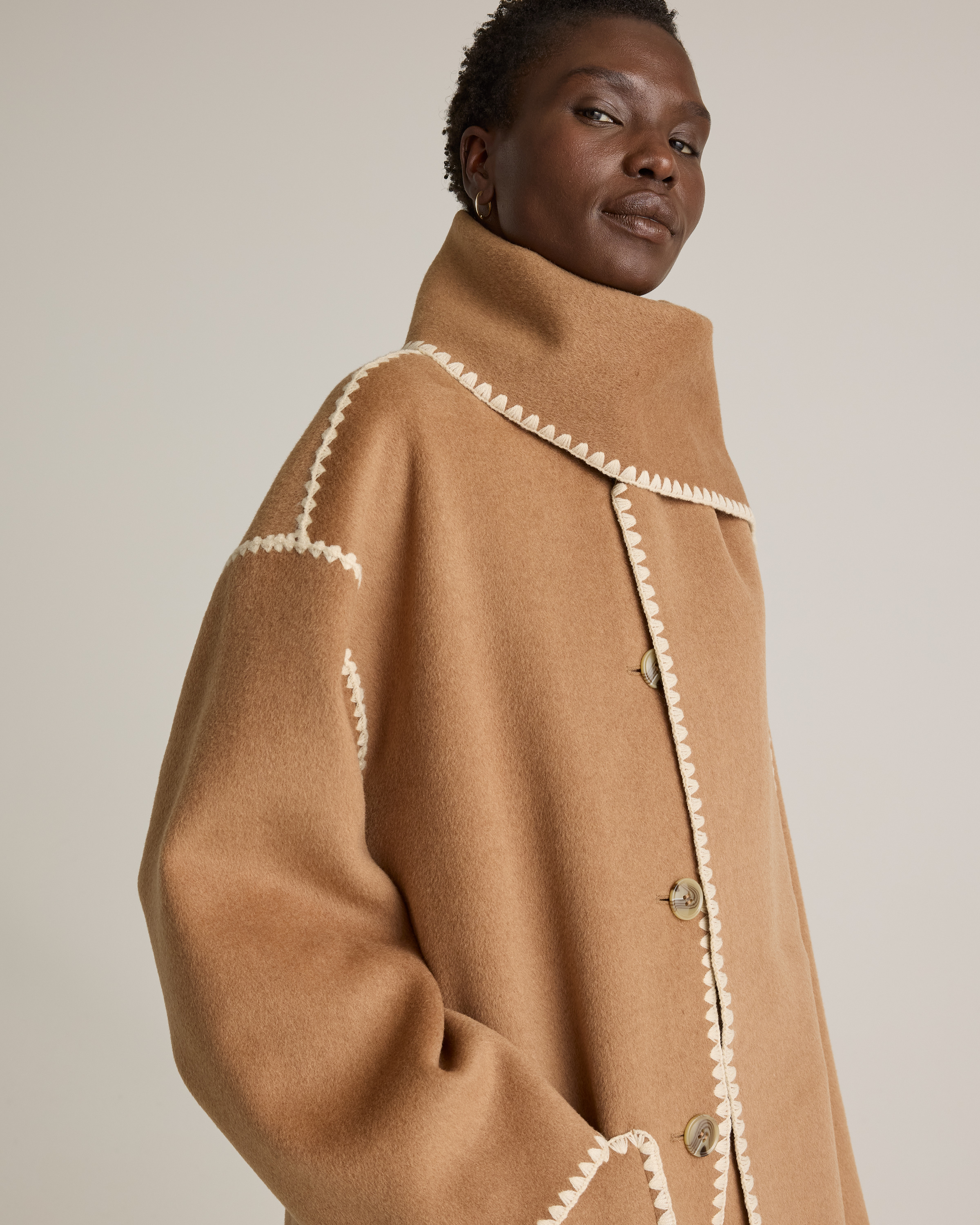 Double-Faced Merino Wool Scarf Coat — Image 11