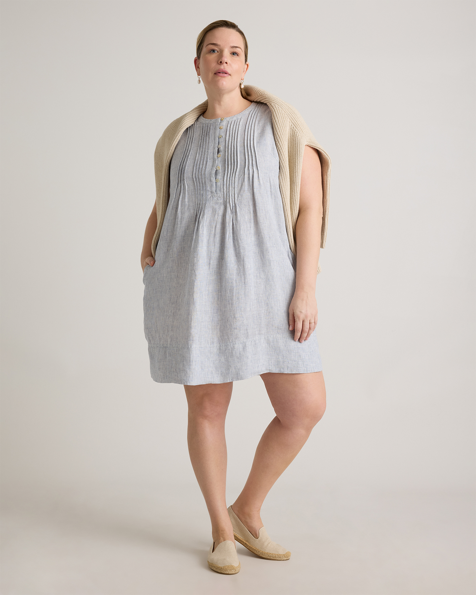 100% European Linen Sleeveless Swing Dress — Image 29