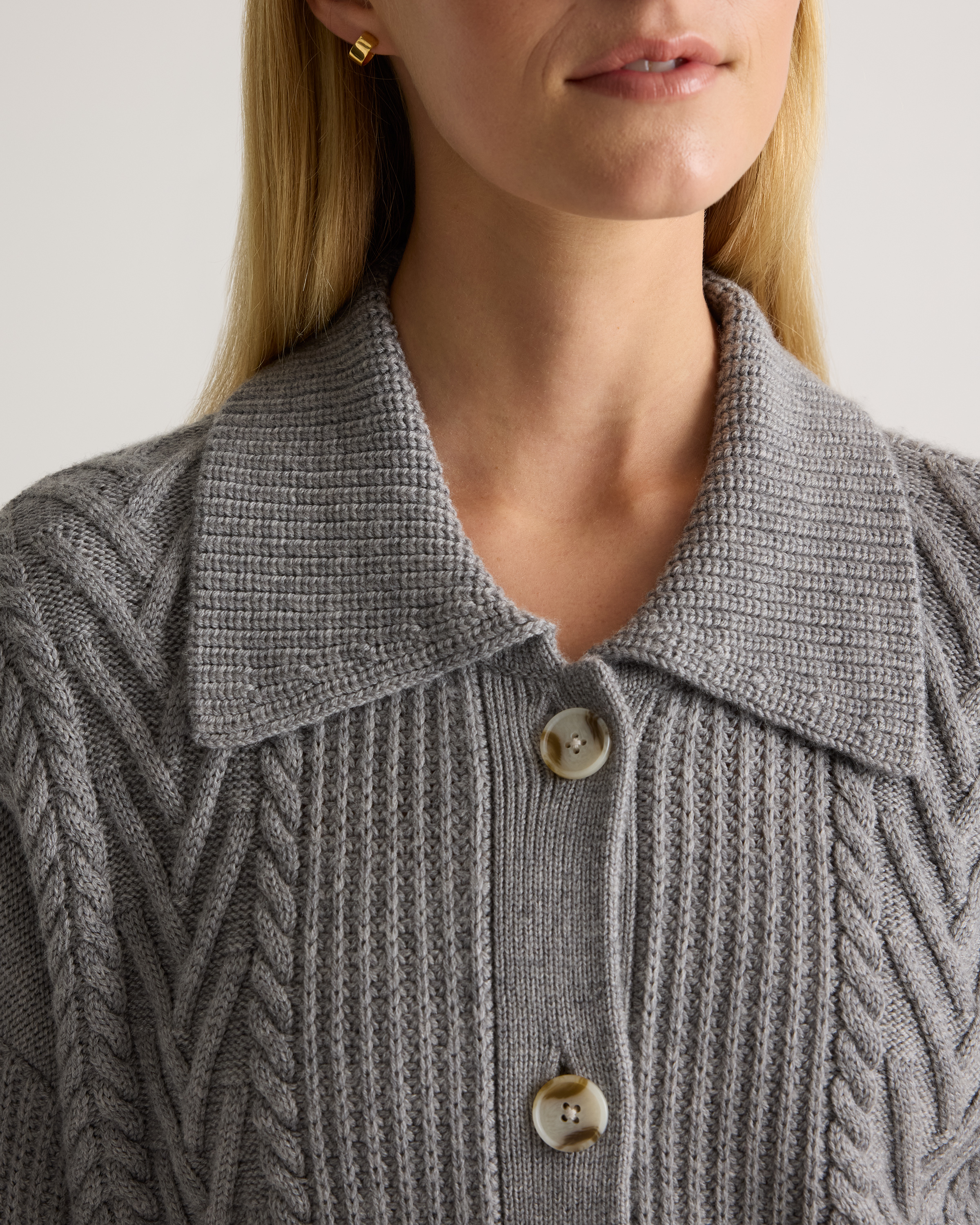 Australian Merino Wool Collared Cable Cardigan — Image 5