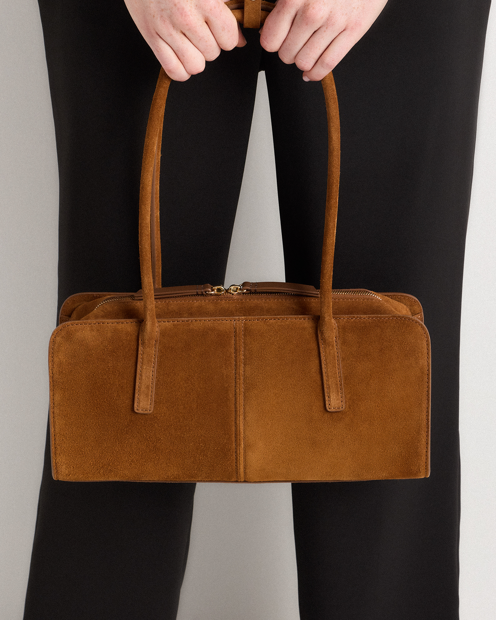 Italian Suede East-West Shoulder Bag — Image 8