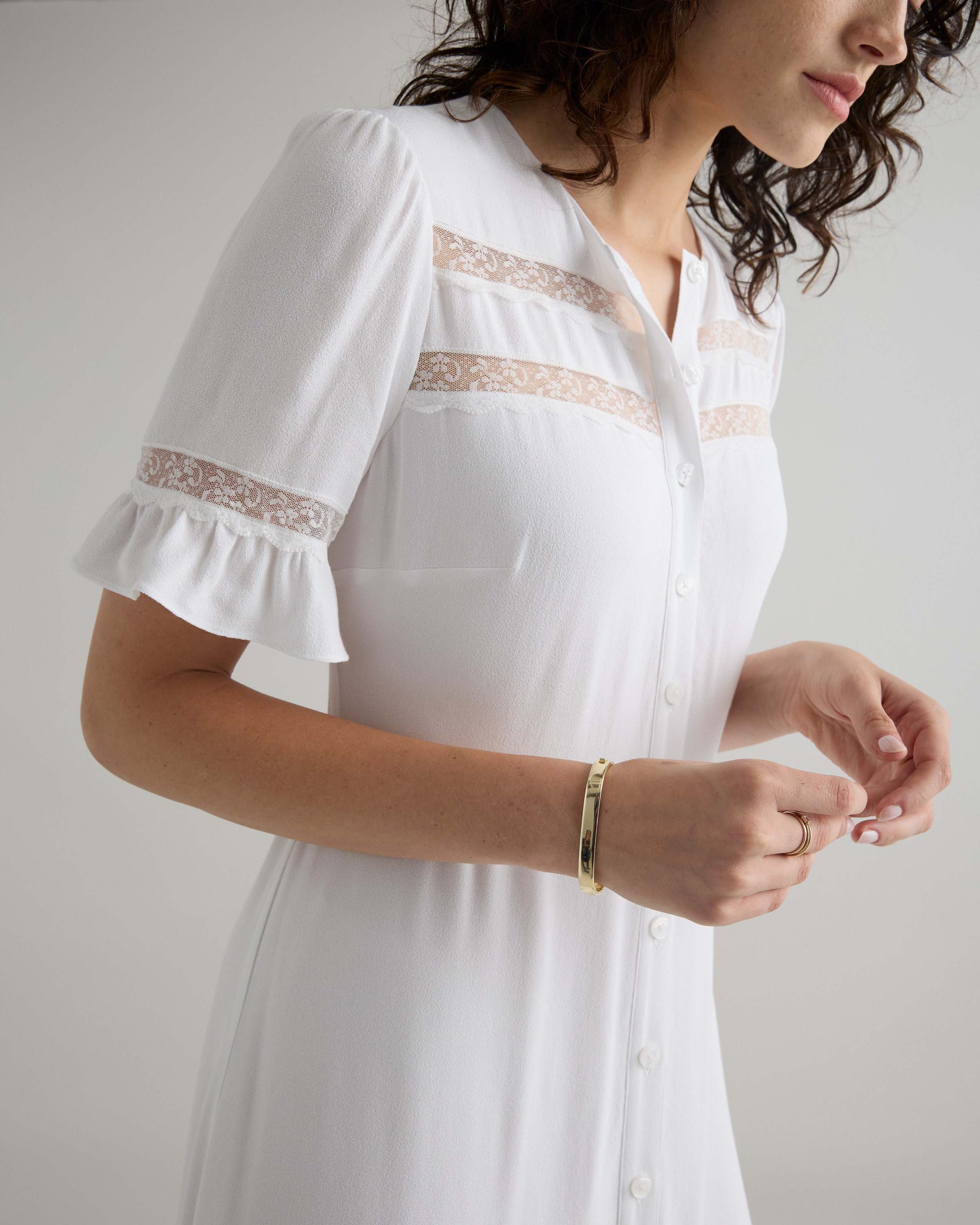 Lightweight Crepe Lace Inset Midi Dress — Image 4