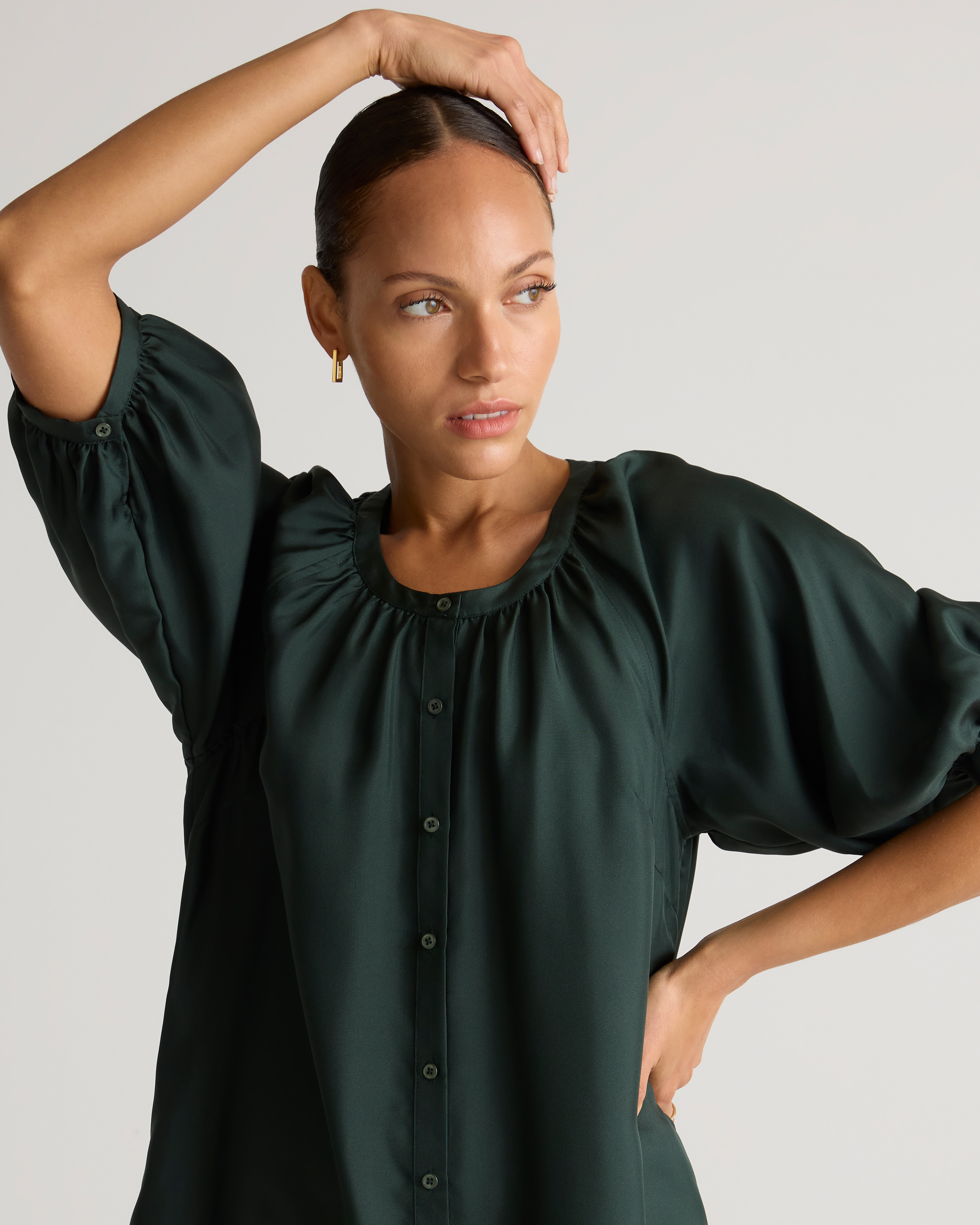 100% Silk Twill Button Front Mini Dress — Image 8