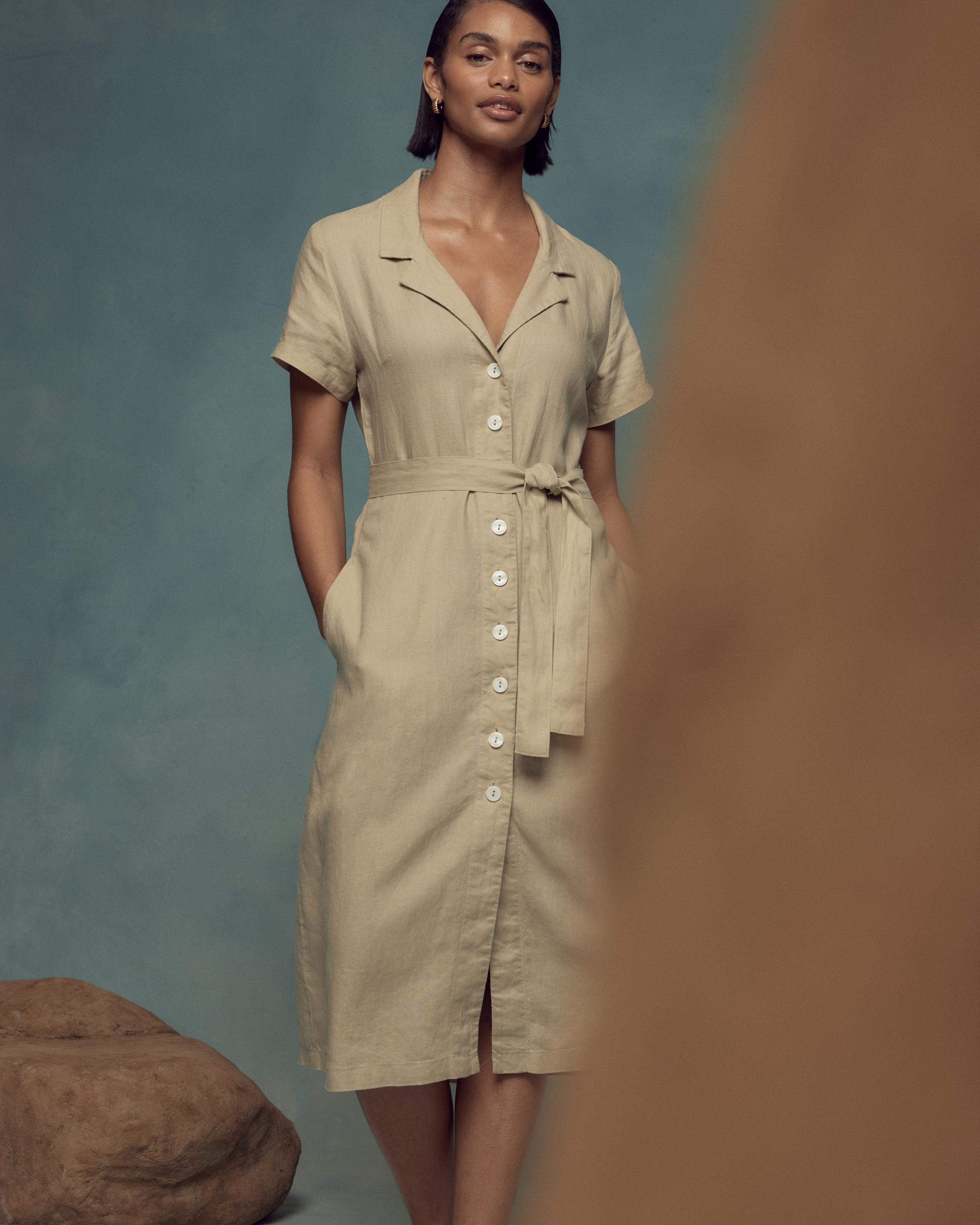100% European Linen Button Front Dress — Image 12