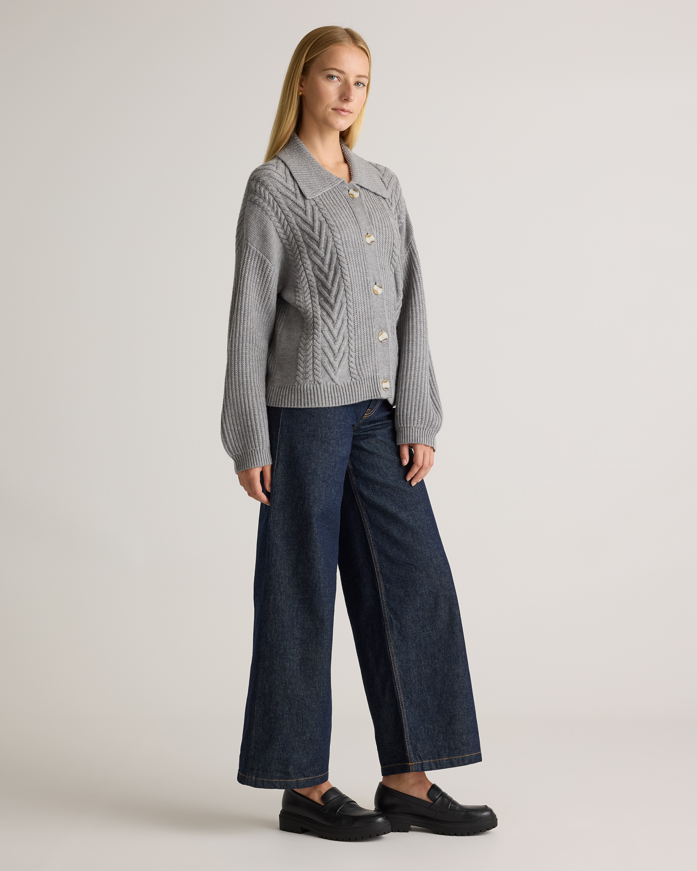 Australian Merino Wool Collared Cable Cardigan — Image 16