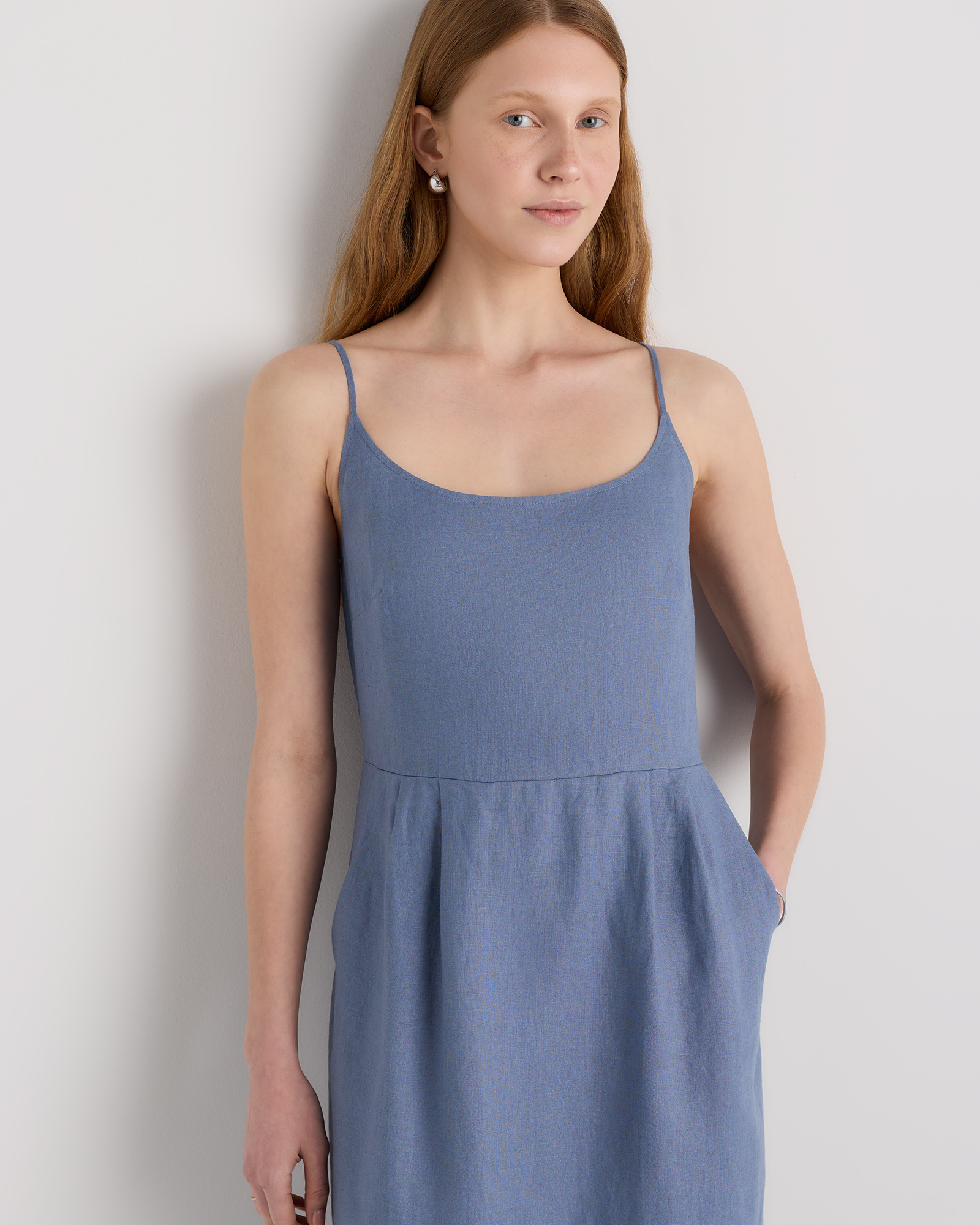 100% European Linen Scoop Neck Midi Dress — Image 44