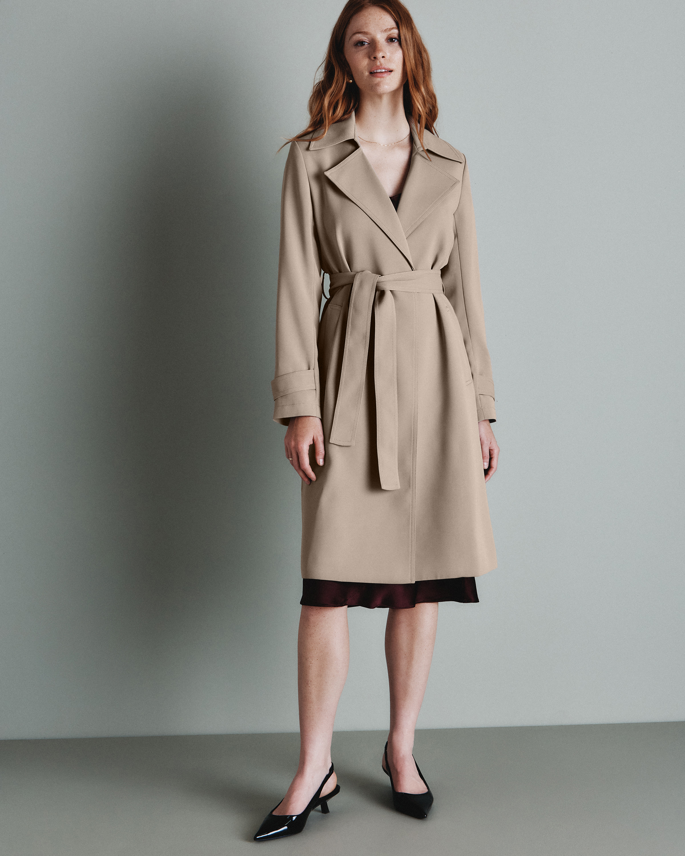 Stretch Crepe Trench Coat — Image 6