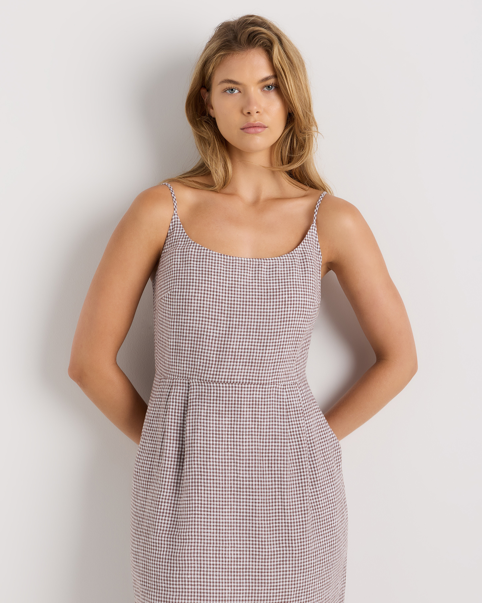 100% European Linen Scoop Neck Midi Dress — Image 43