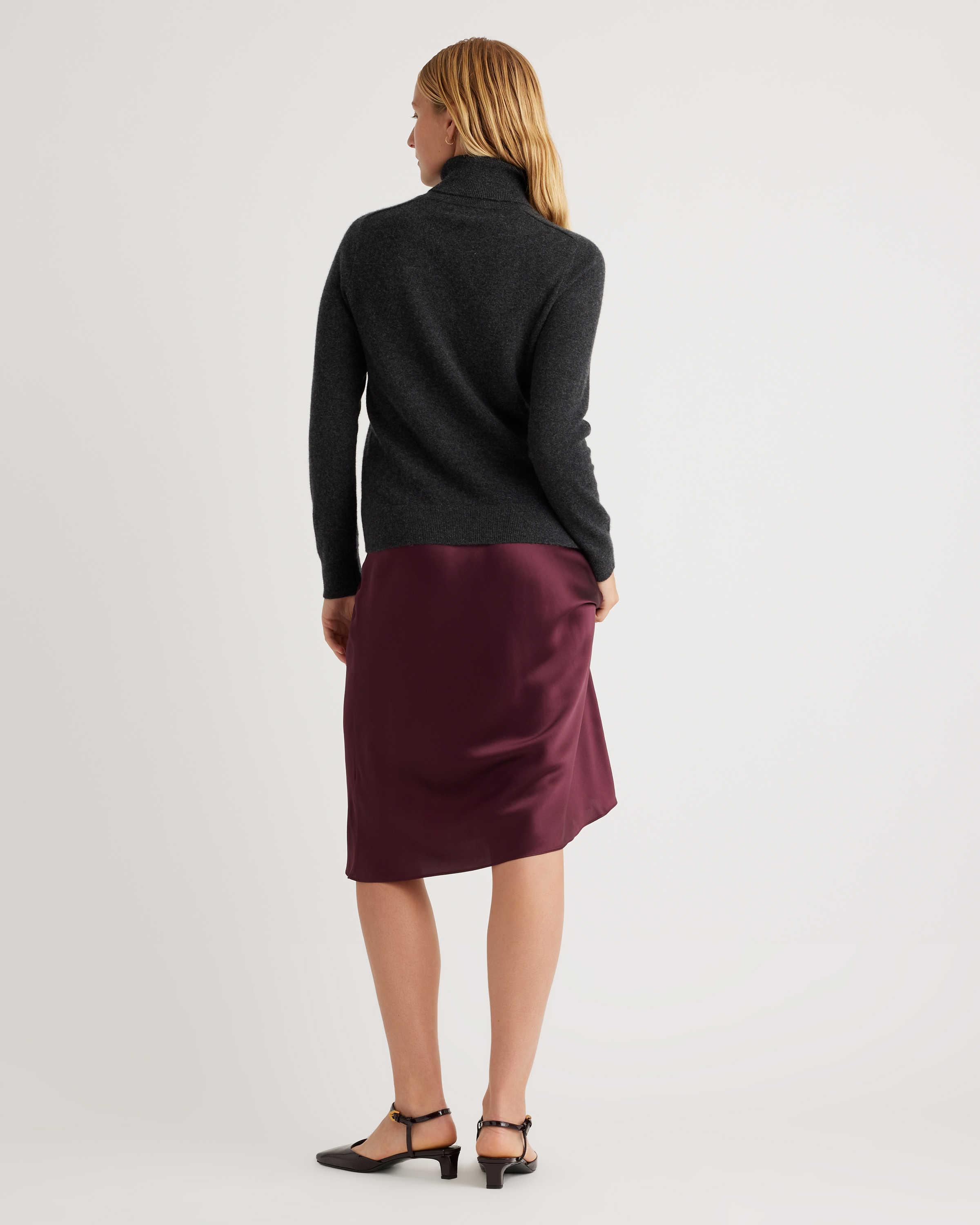 forest-green 100% Washable Silk Skirt — Image 43