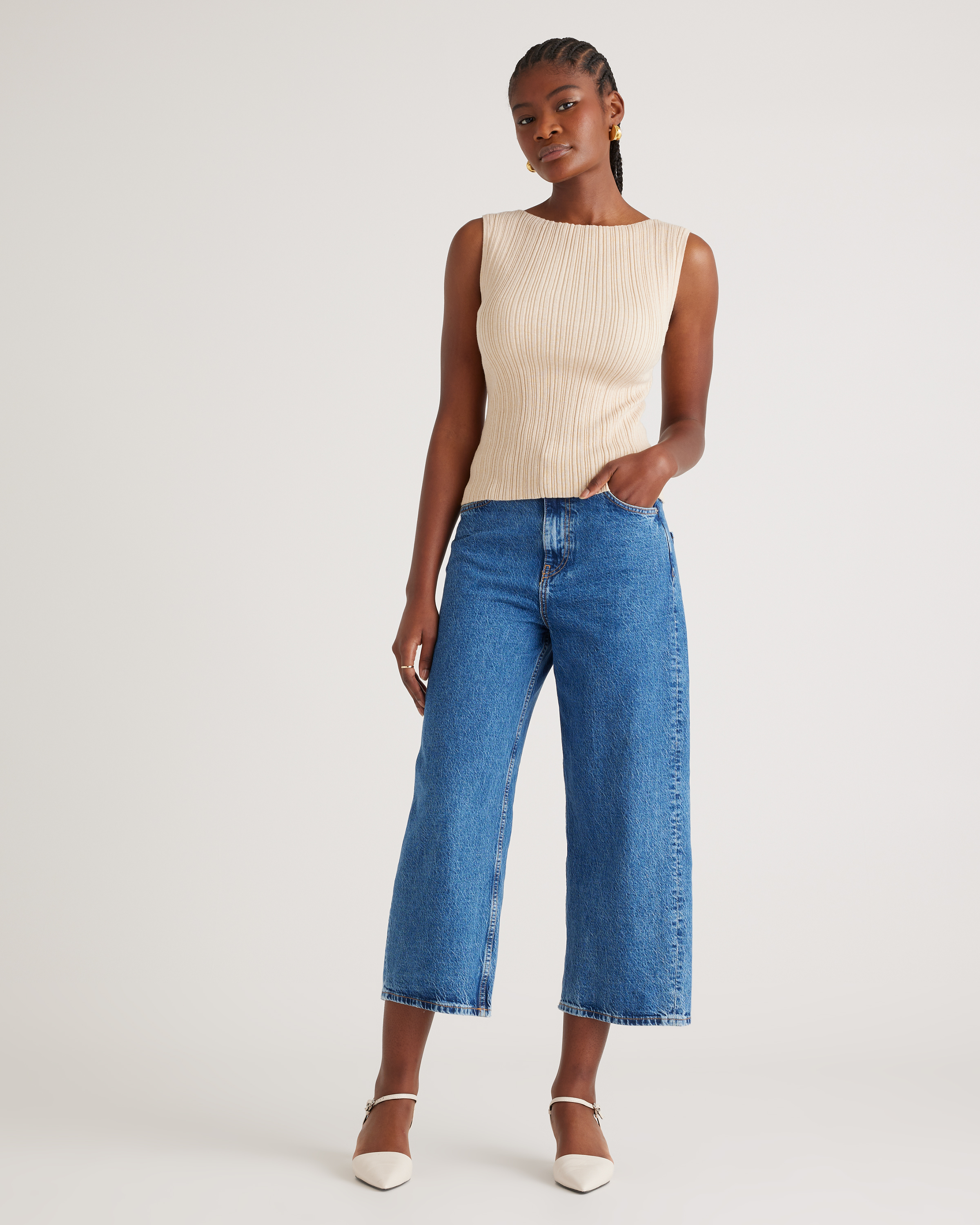 Cotton Cashmere Ribbed Tank — Image 7