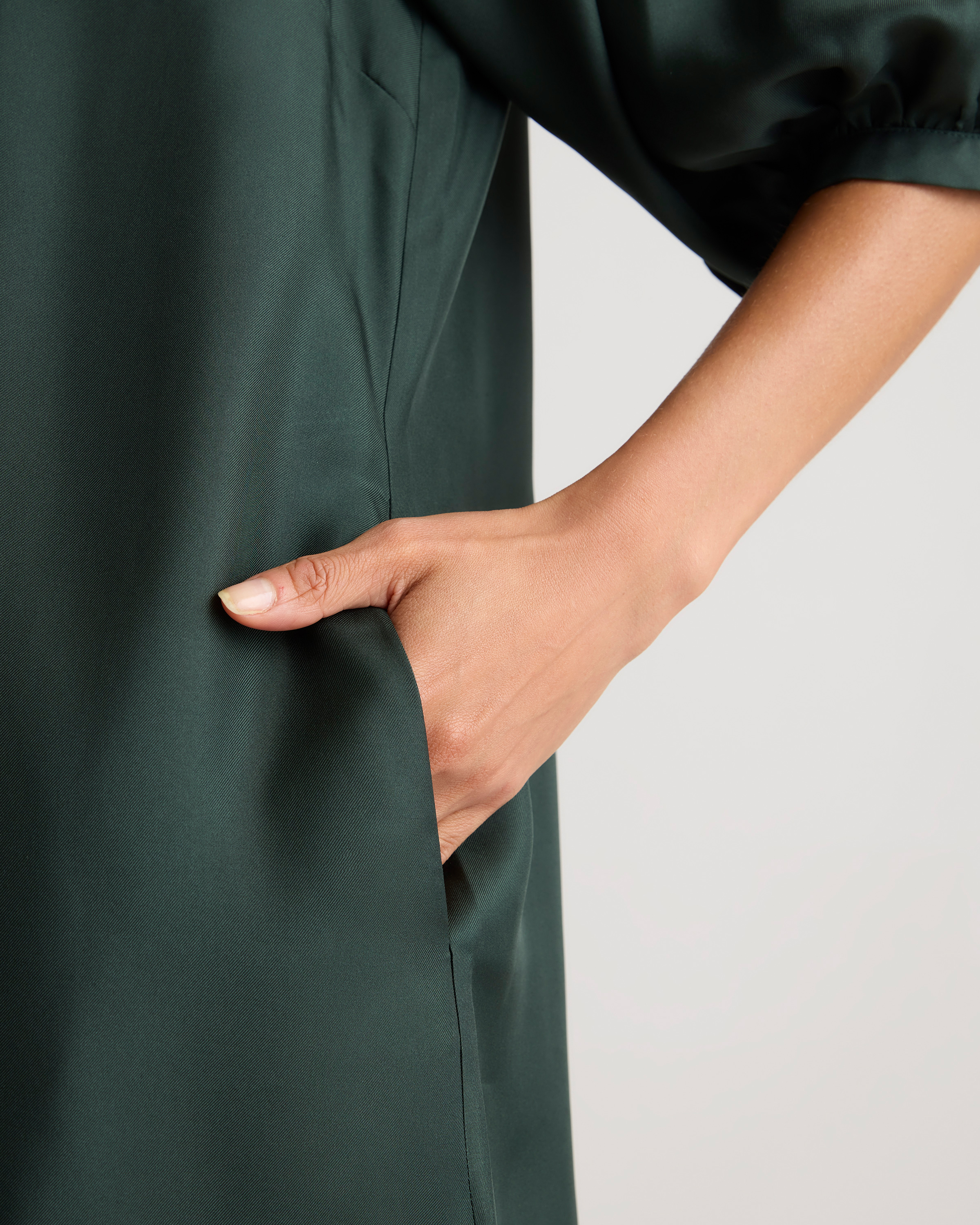 100% Silk Twill Button Front Mini Dress — Image 3