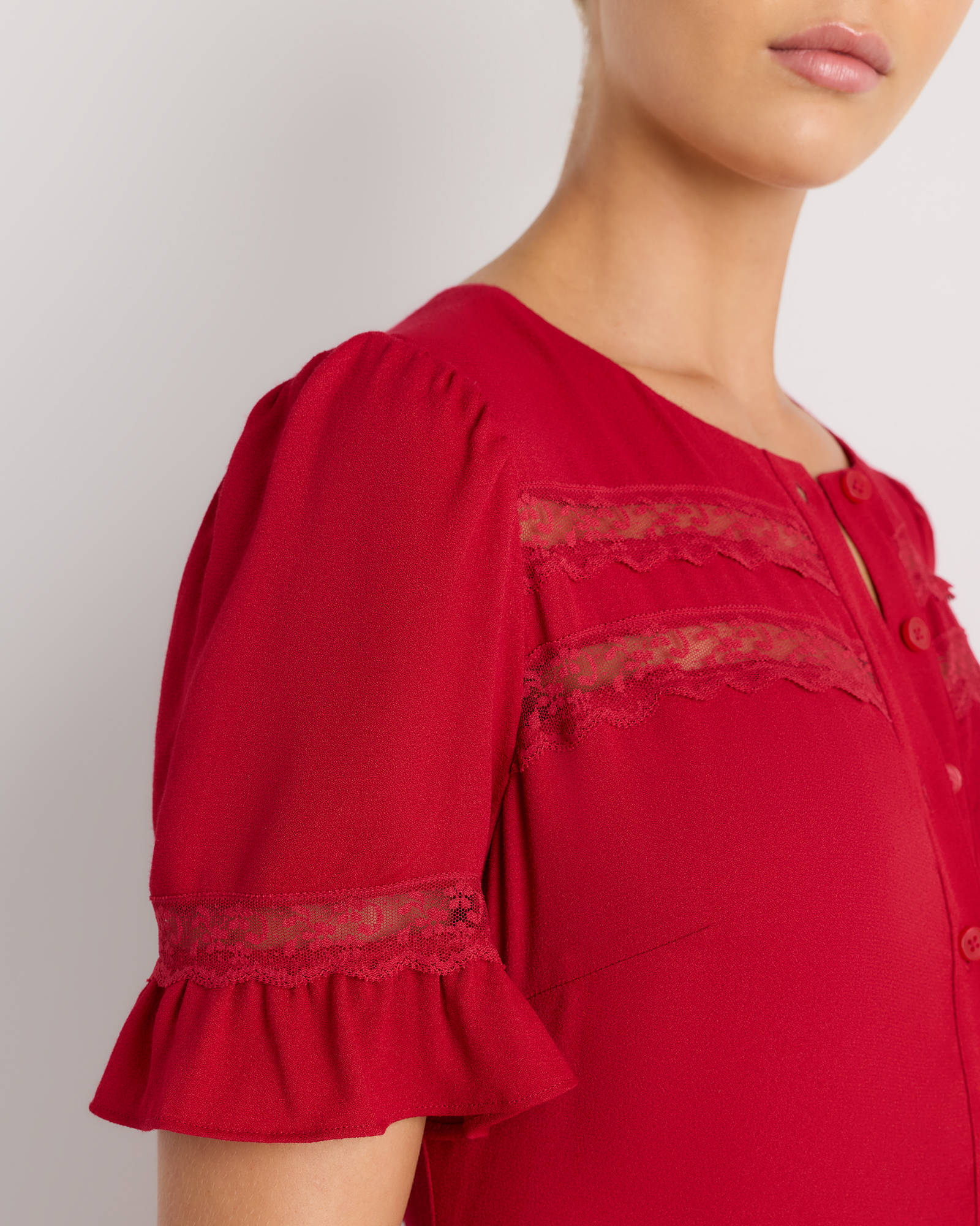 Lightweight Crepe Lace Inset Midi Dress — Image 10