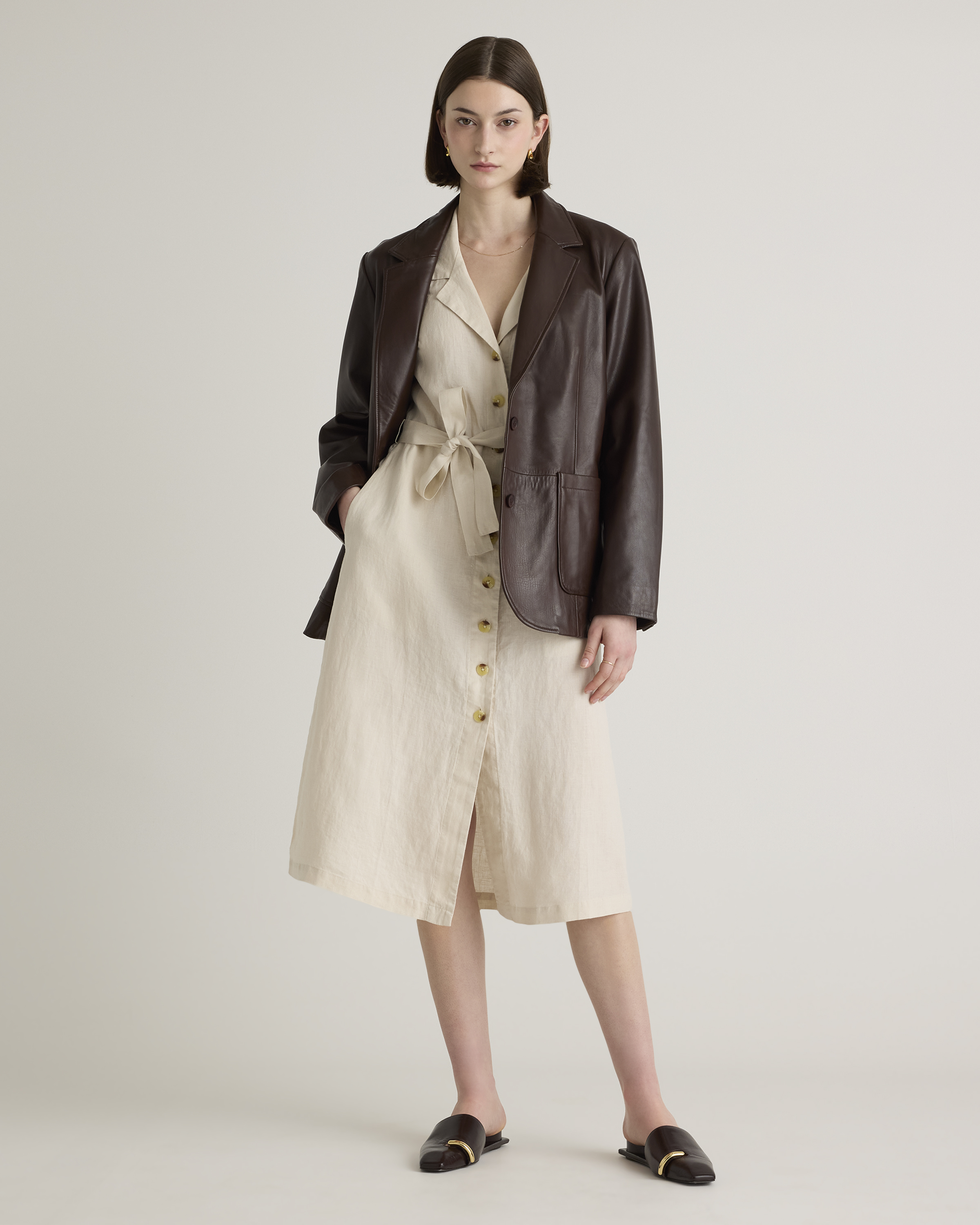 100% European Linen Button Front Dress — Image 51