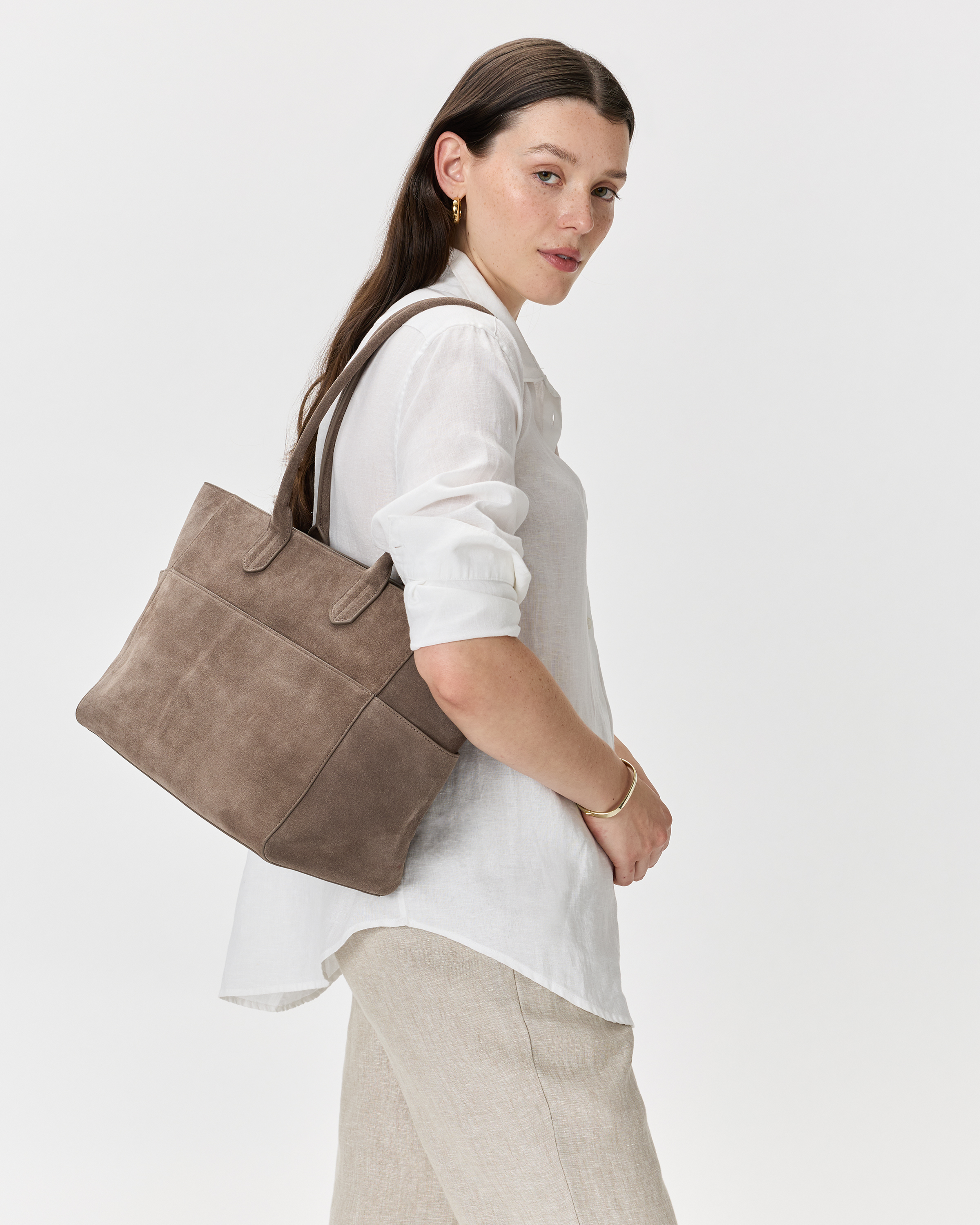 Italian Suede Shopper Tote — Image 9