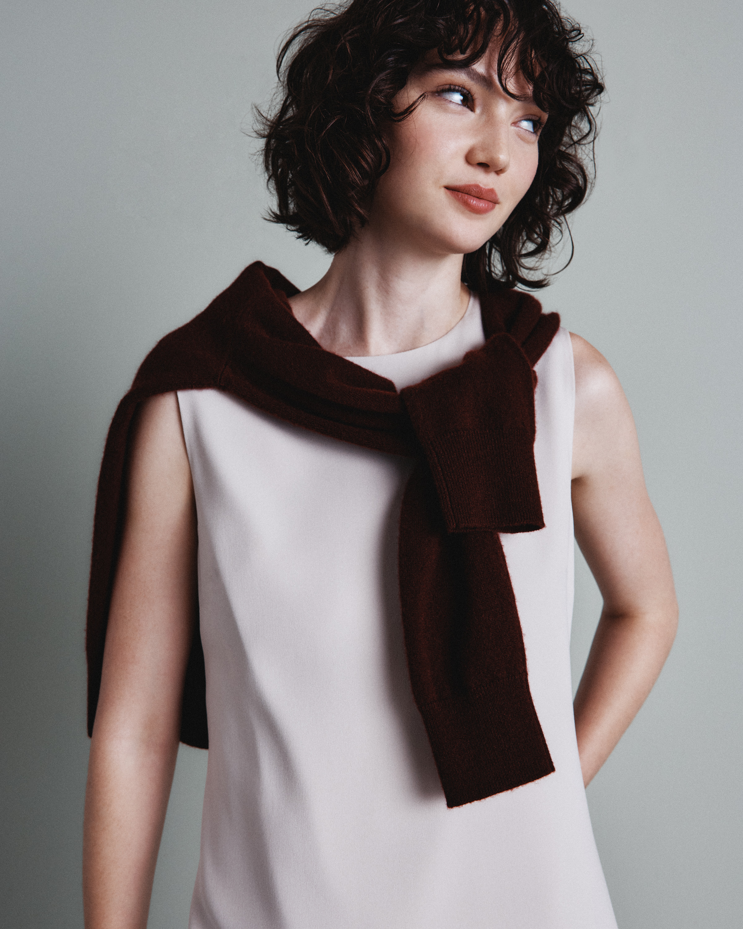 Fluid Crepe Sleeveless Shift Dress — Image 3