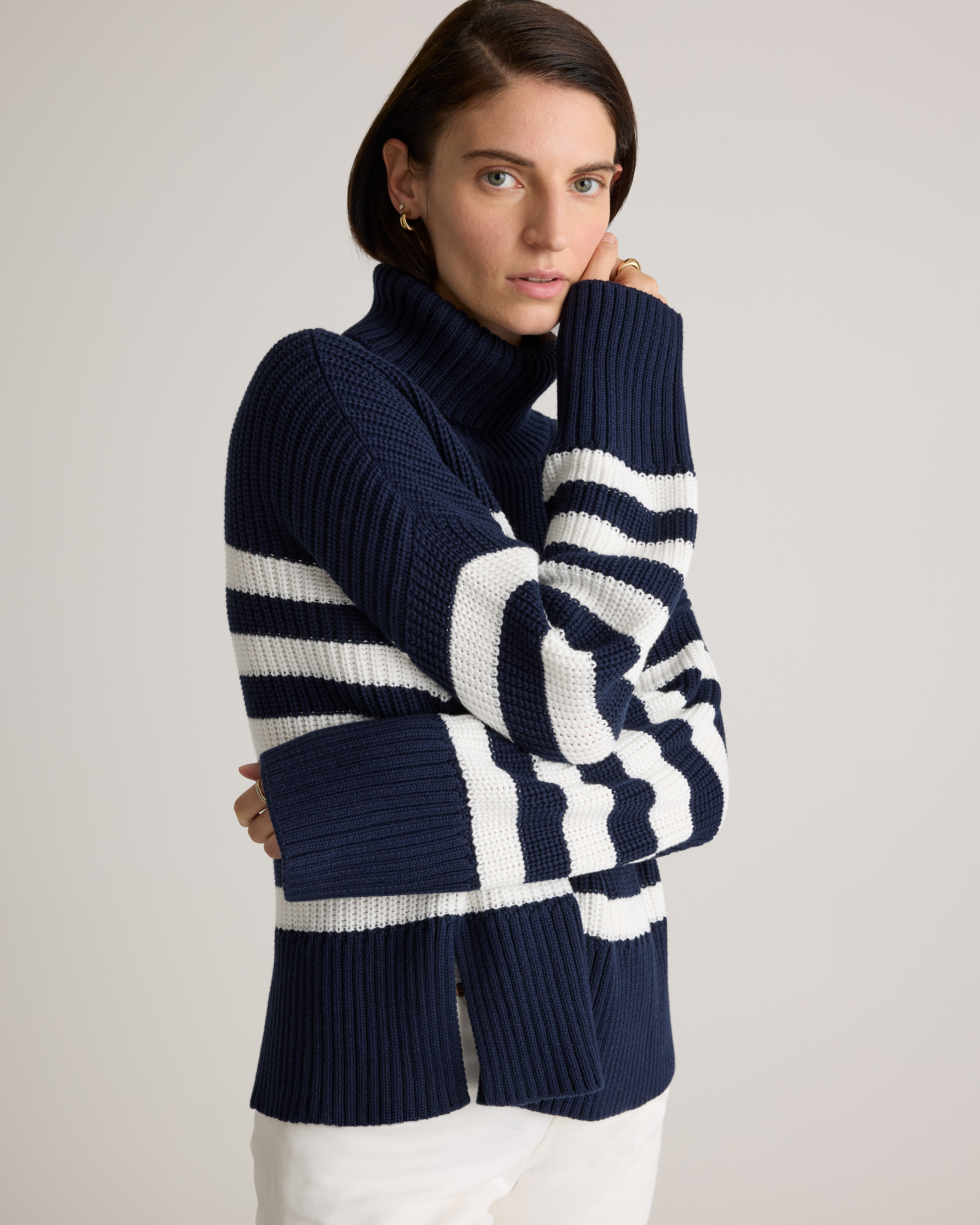 100% Organic Cotton Split Hem Turtleneck Sweater — Image 6