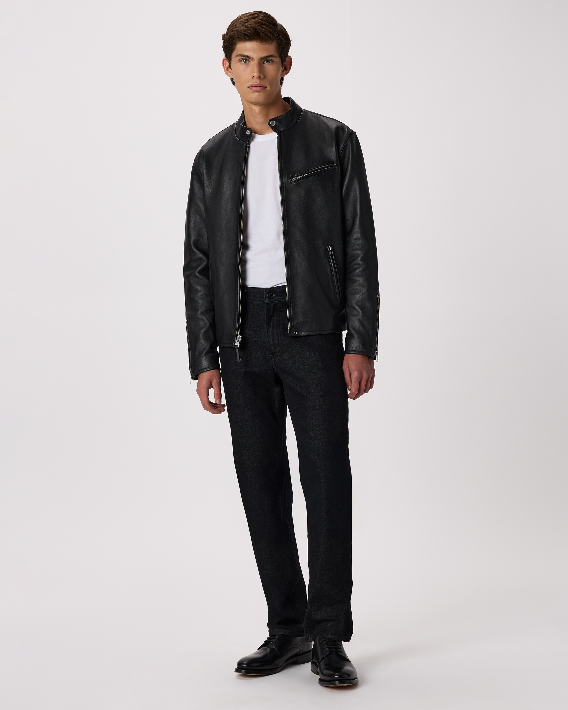 100% Leather Café Racer Jacket — Image 15