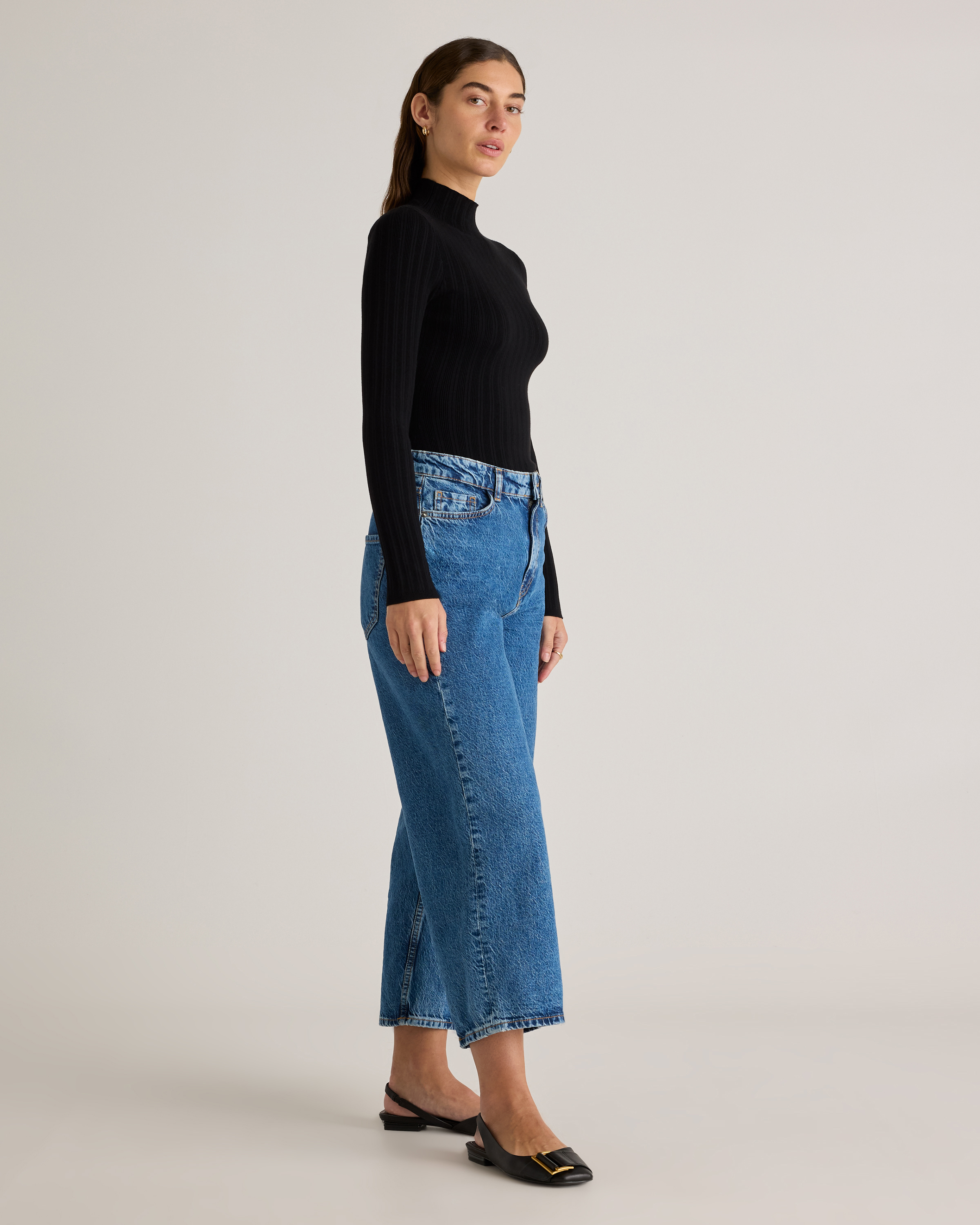 Cotton Cashmere Ribbed Turtleneck Bodysuit — Image 7
