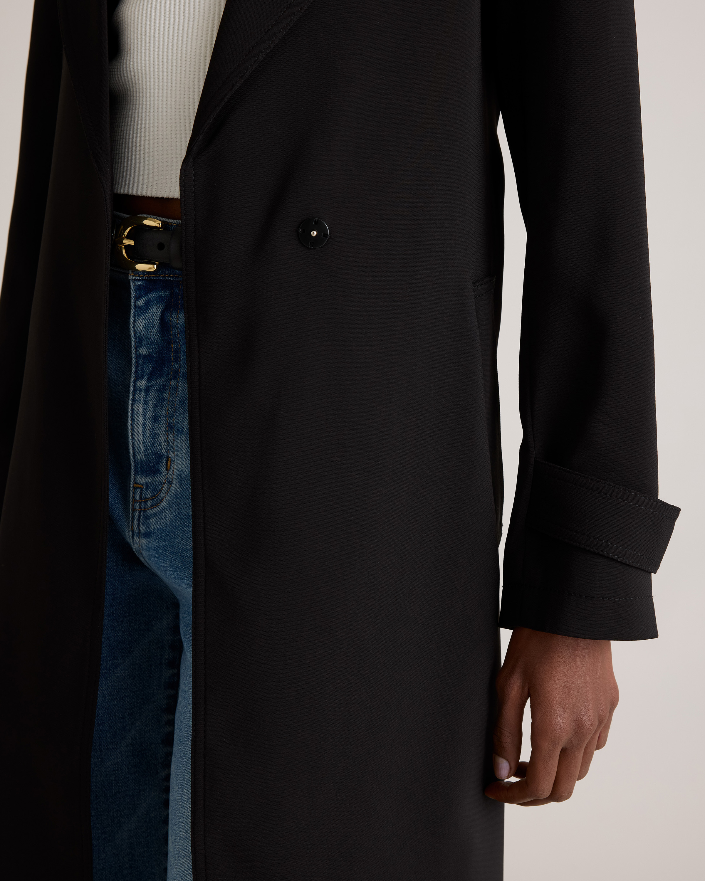 Stretch Crepe Trench Coat — Image 7