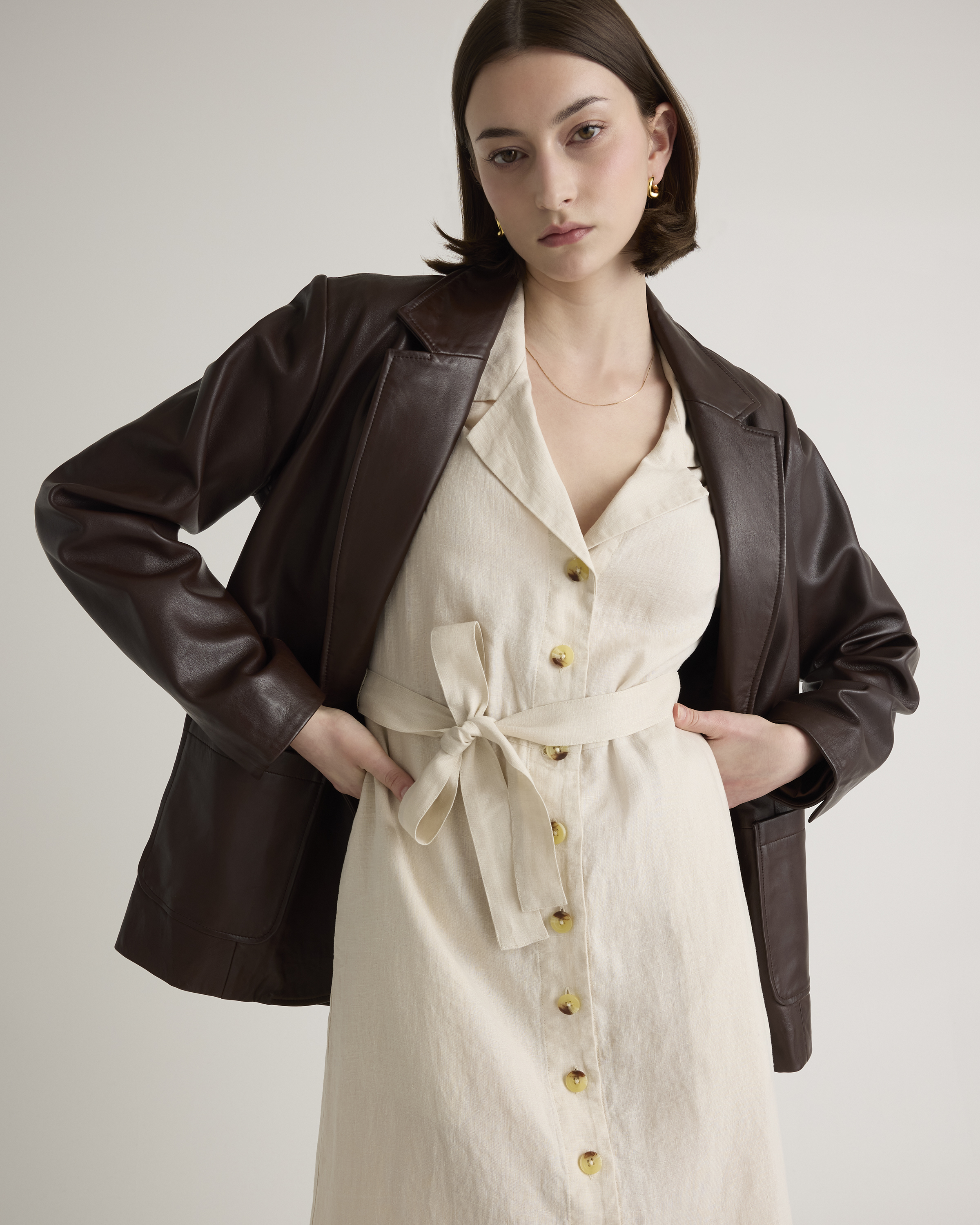 100% European Linen Button Front Dress — Image 24