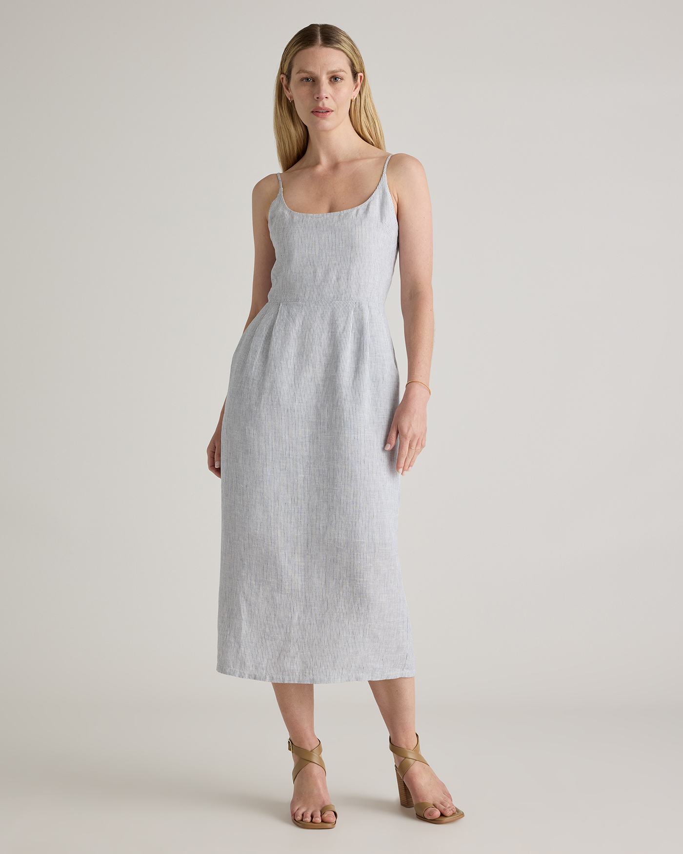100% European Linen Scoop Neck Midi Dress — Image 51