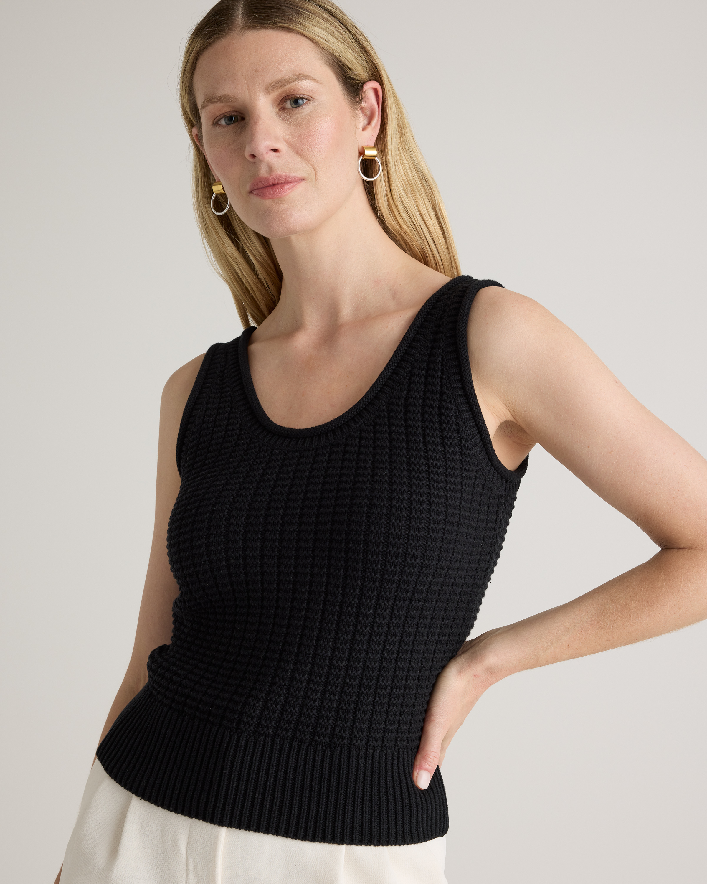 100% Organic Cotton Waffle Cropped Sweater Tank — Image 13