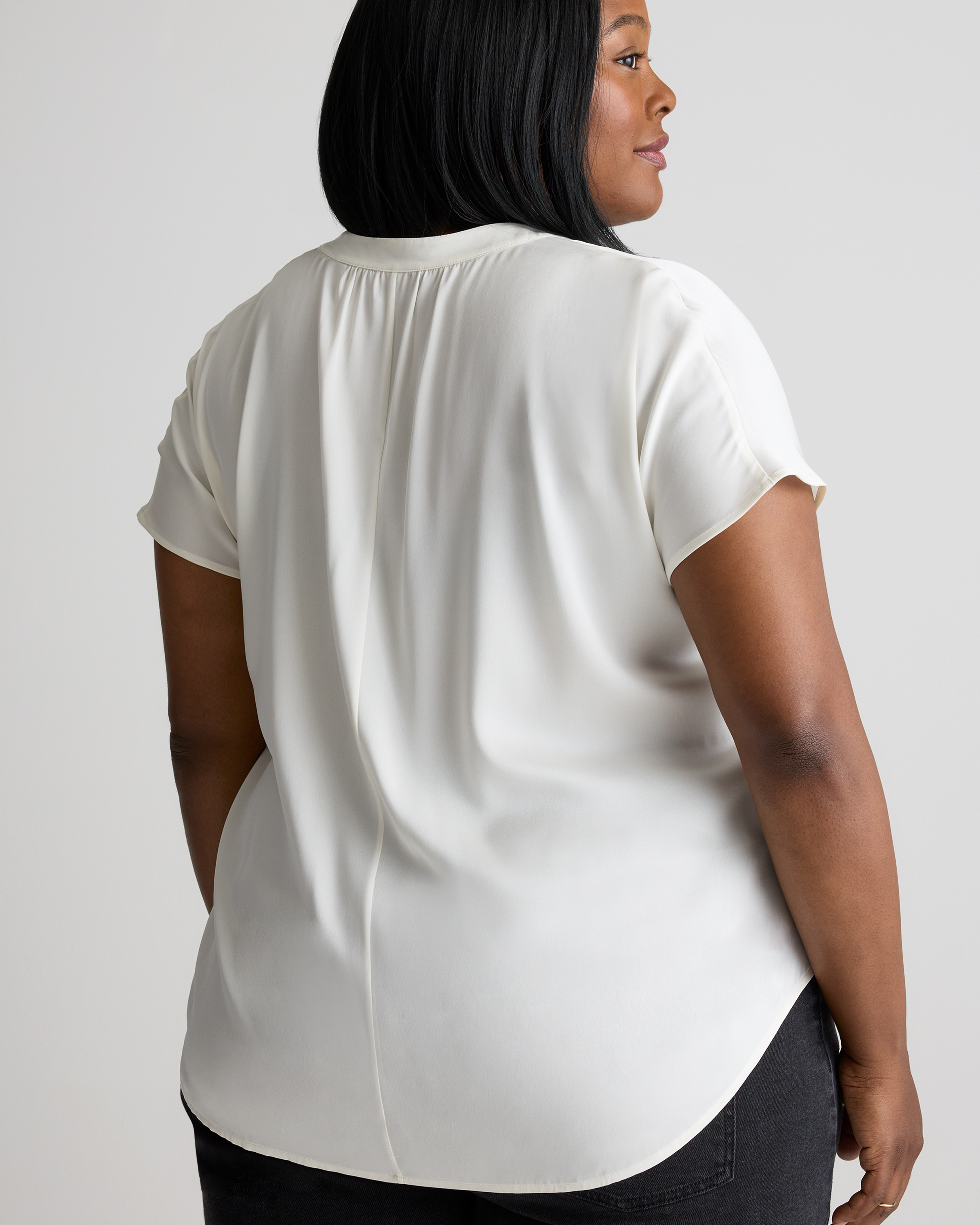 Washable Stretch Silk Dolman Sleeve Blouse — Image 5