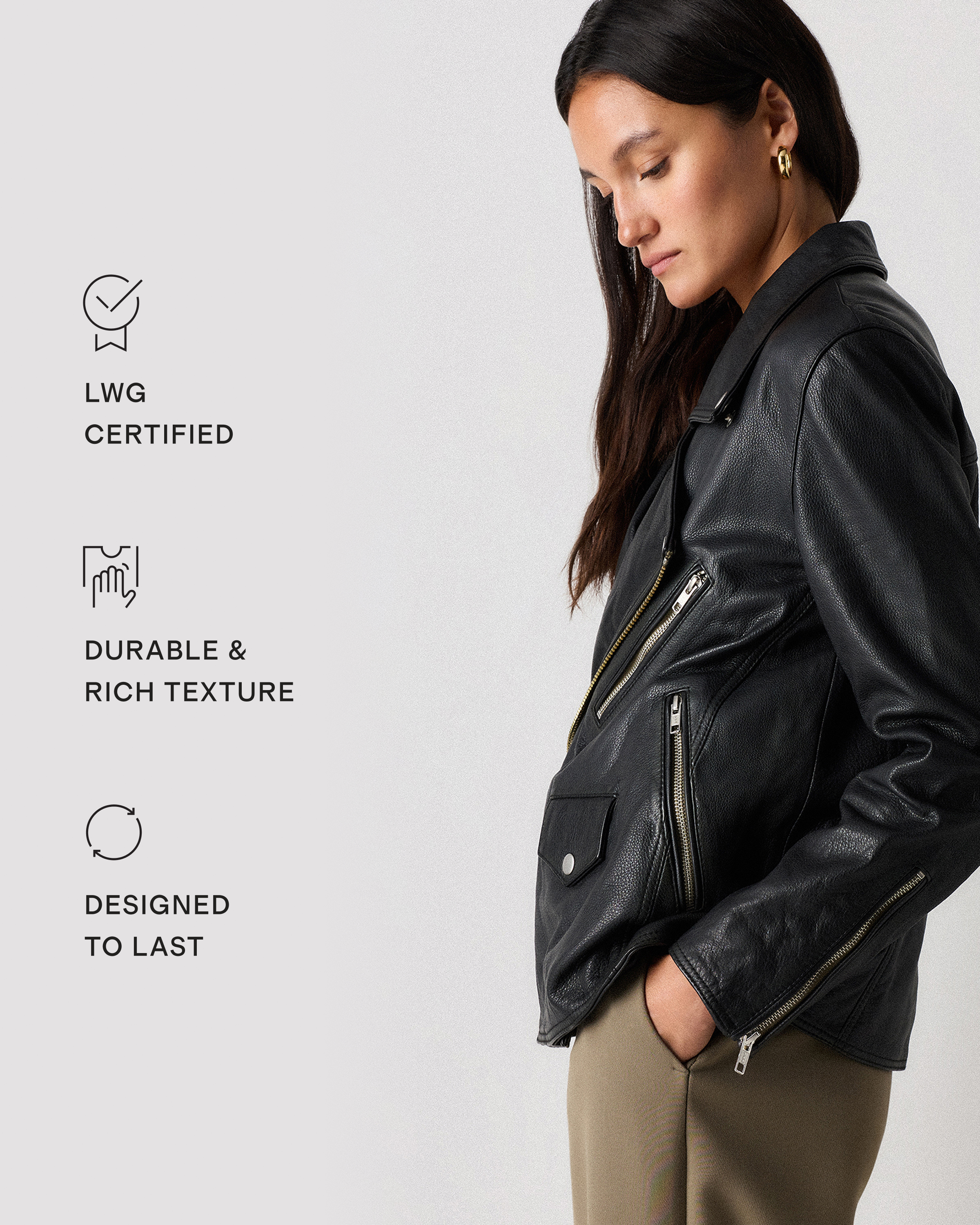 100% Leather Oversized Biker Jacket — Image 10
