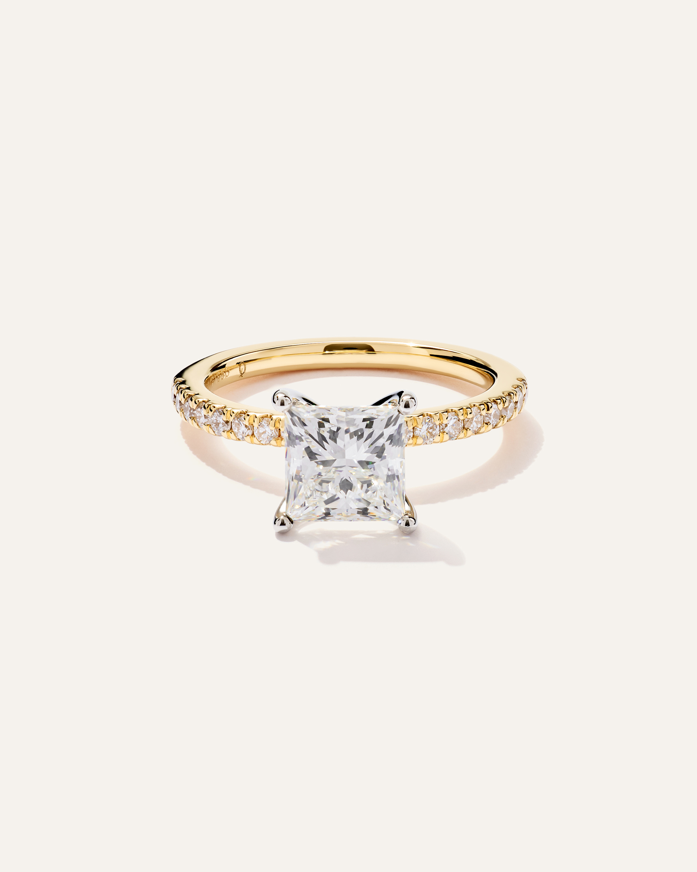 Lab Grown Diamond Princess Petite Pave Engagement Ring - 2ct — Image 6