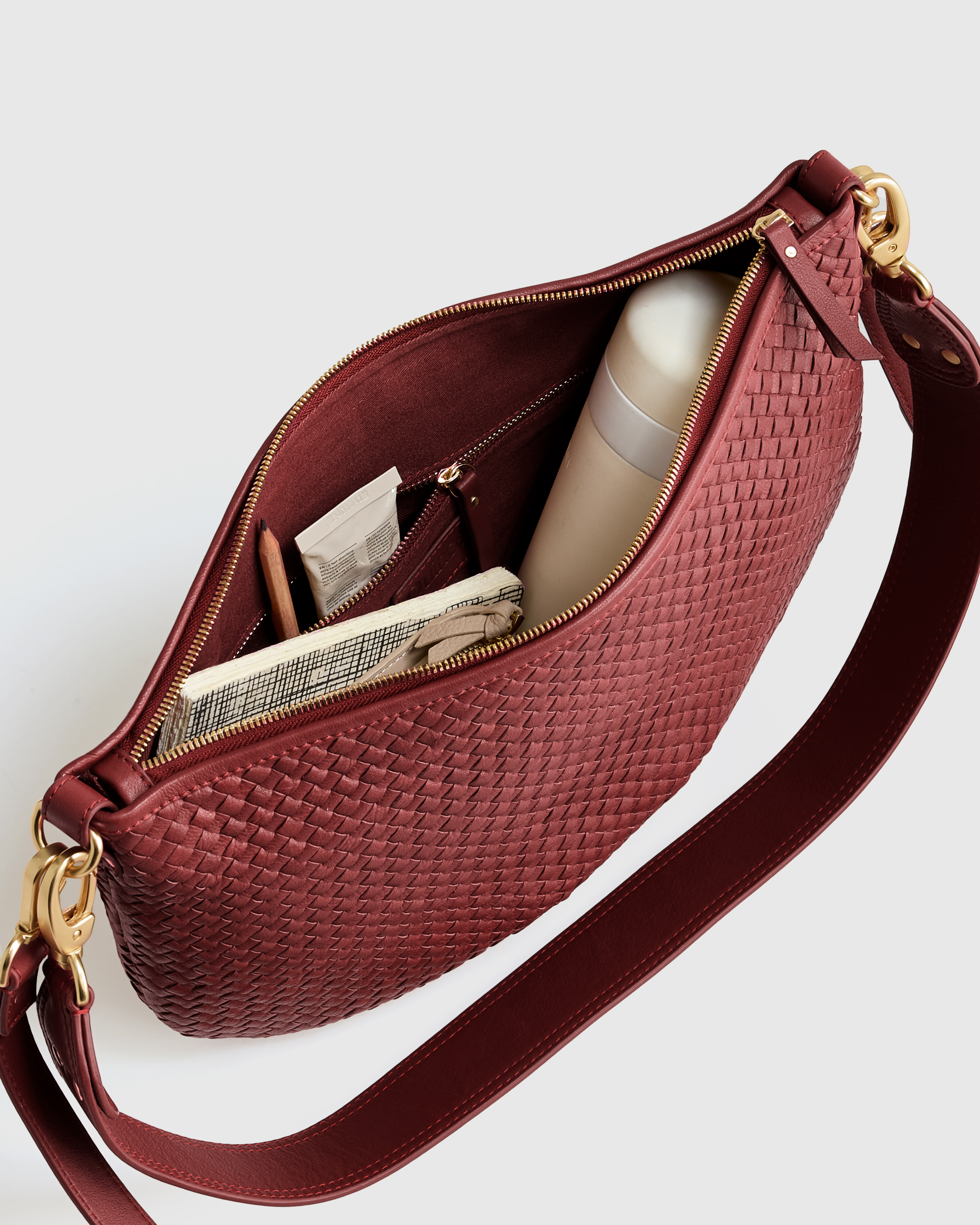Italian Leather Convertible Crescent Handwoven Shoulder Bag — Image 15