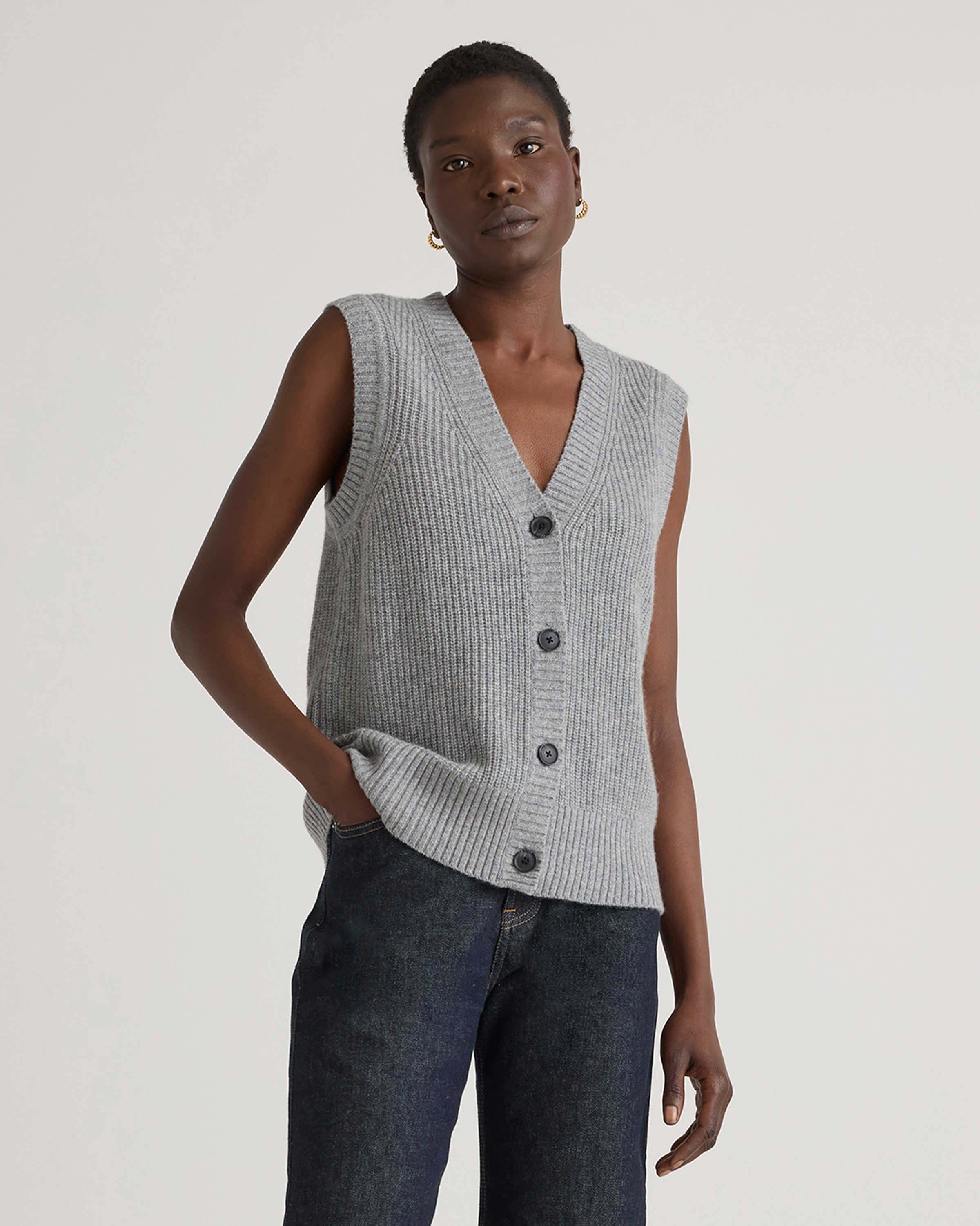 Mongolian Cashmere Fisherman Sweater Vest — Image 12