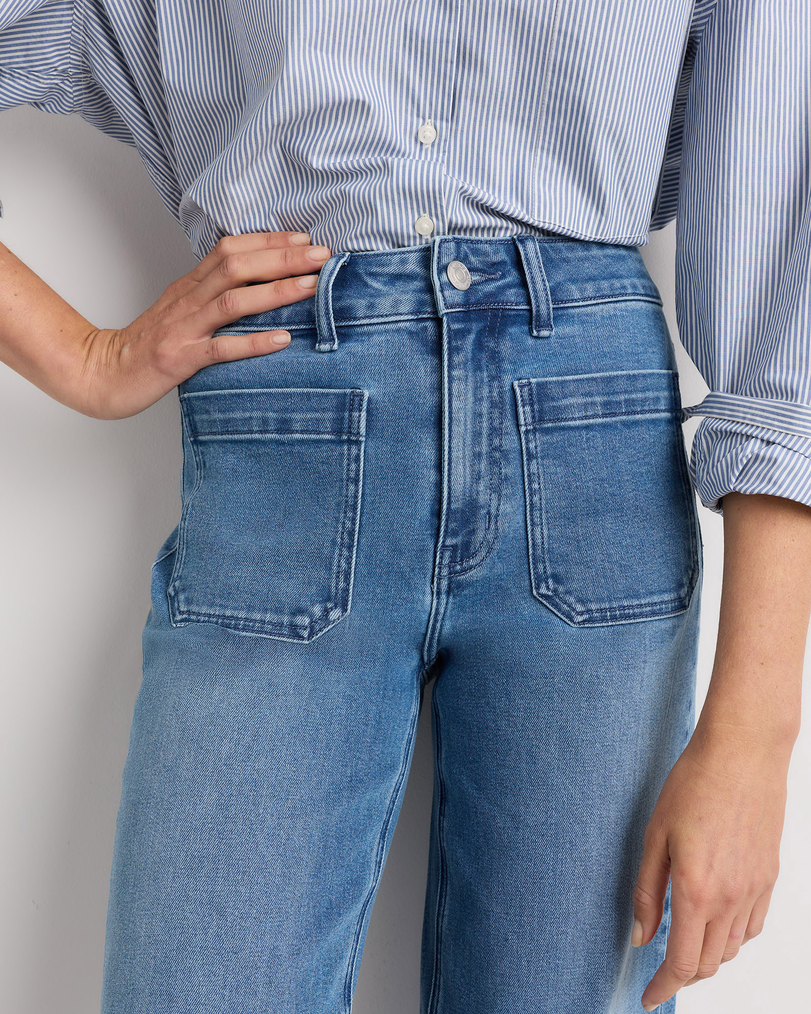 Bella Stretch Patch Pocket Wide Leg Jeans — Image 10