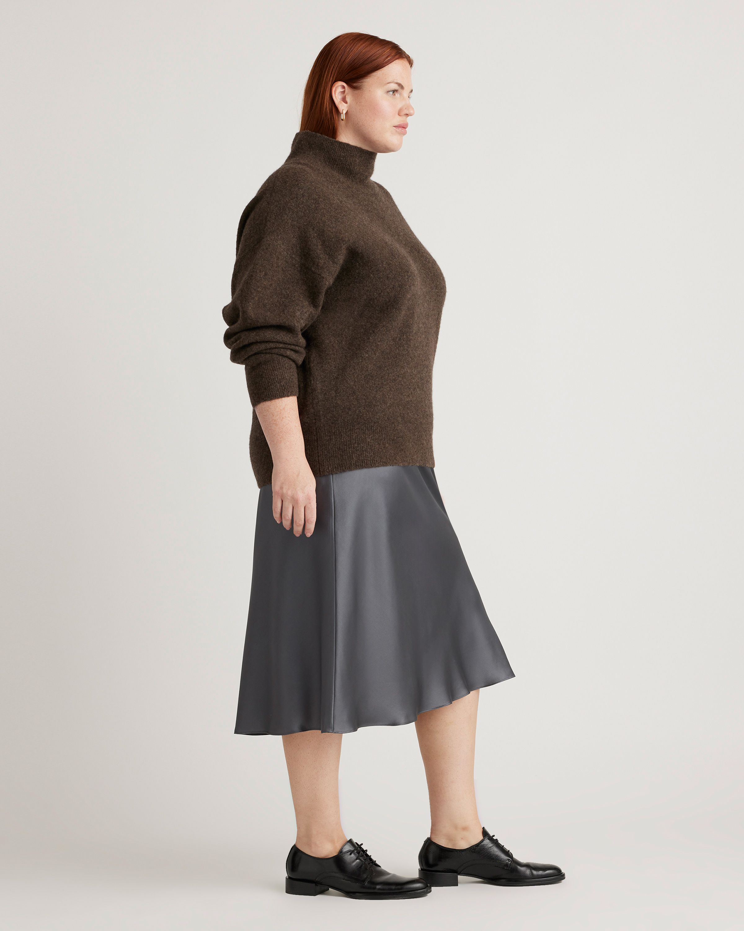 forest-green 100% Washable Silk Skirt — Image 69