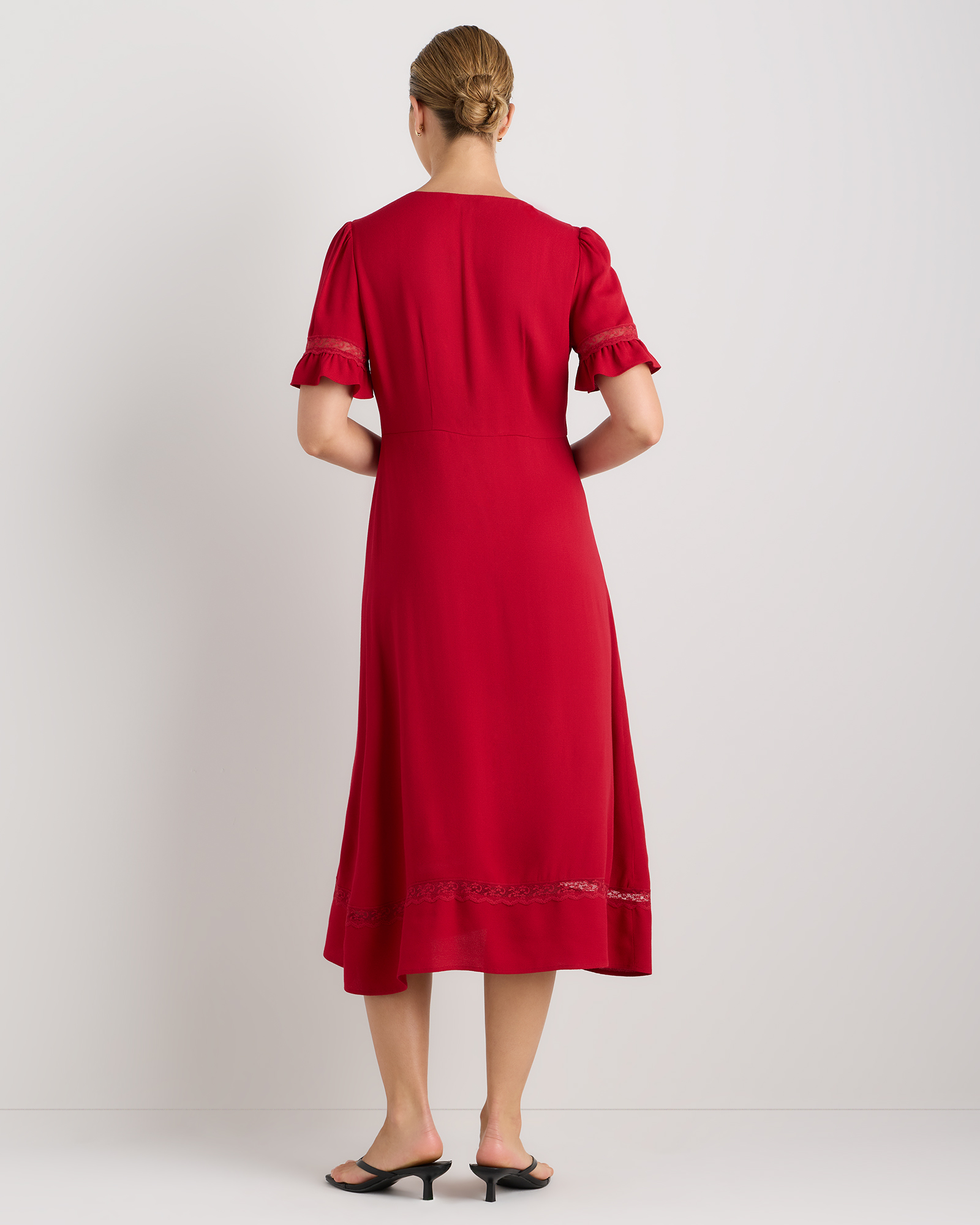 Lightweight Crepe Lace Inset Midi Dress — Image 35