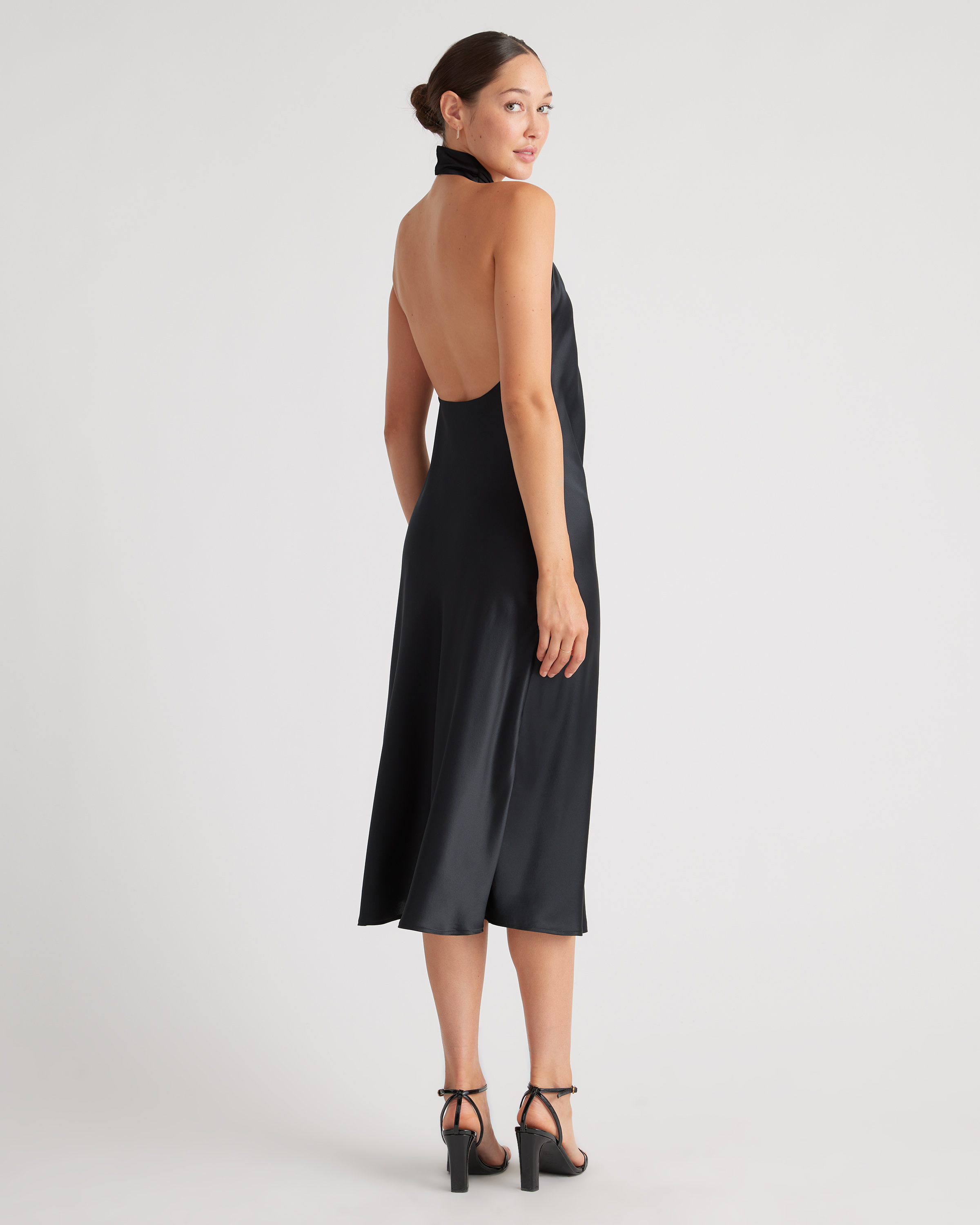 100% Washable Silk Twist Halter Midi Dress — Image 13