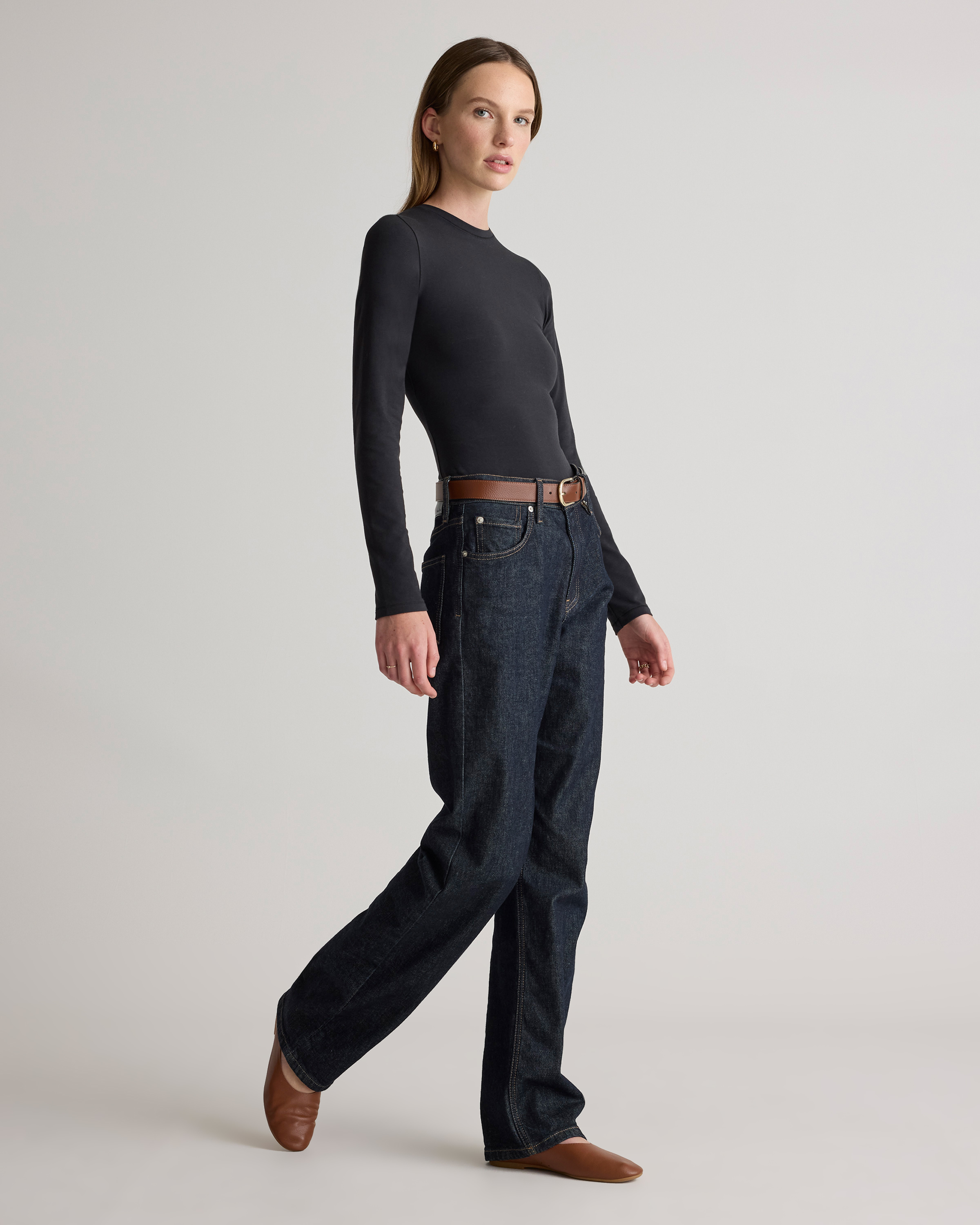 Stretch Cotton Jersey Fitted Long Sleeve T-Shirt — Image 10
