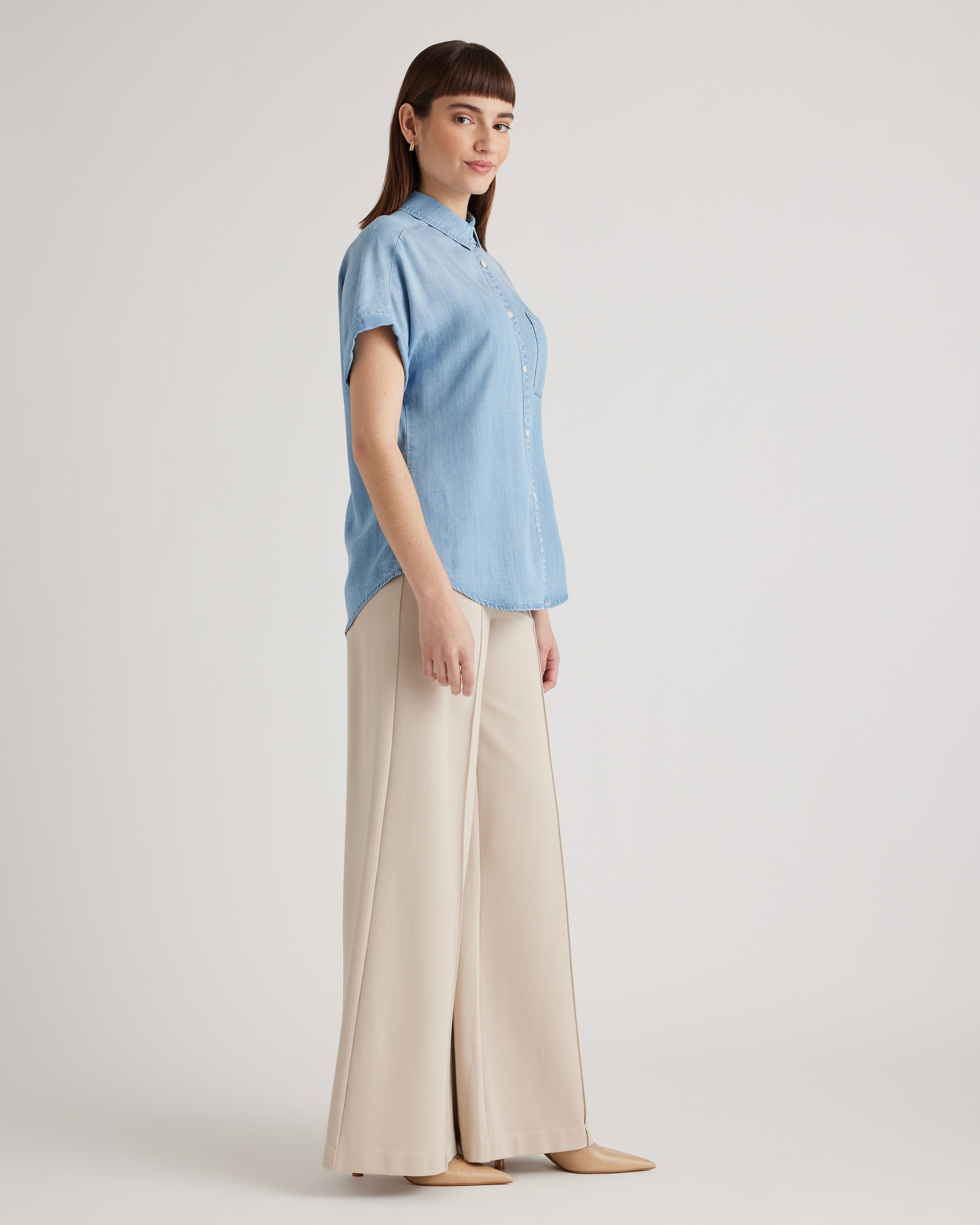 Chambray Tencel Short Sleeve Shirt — Image 6