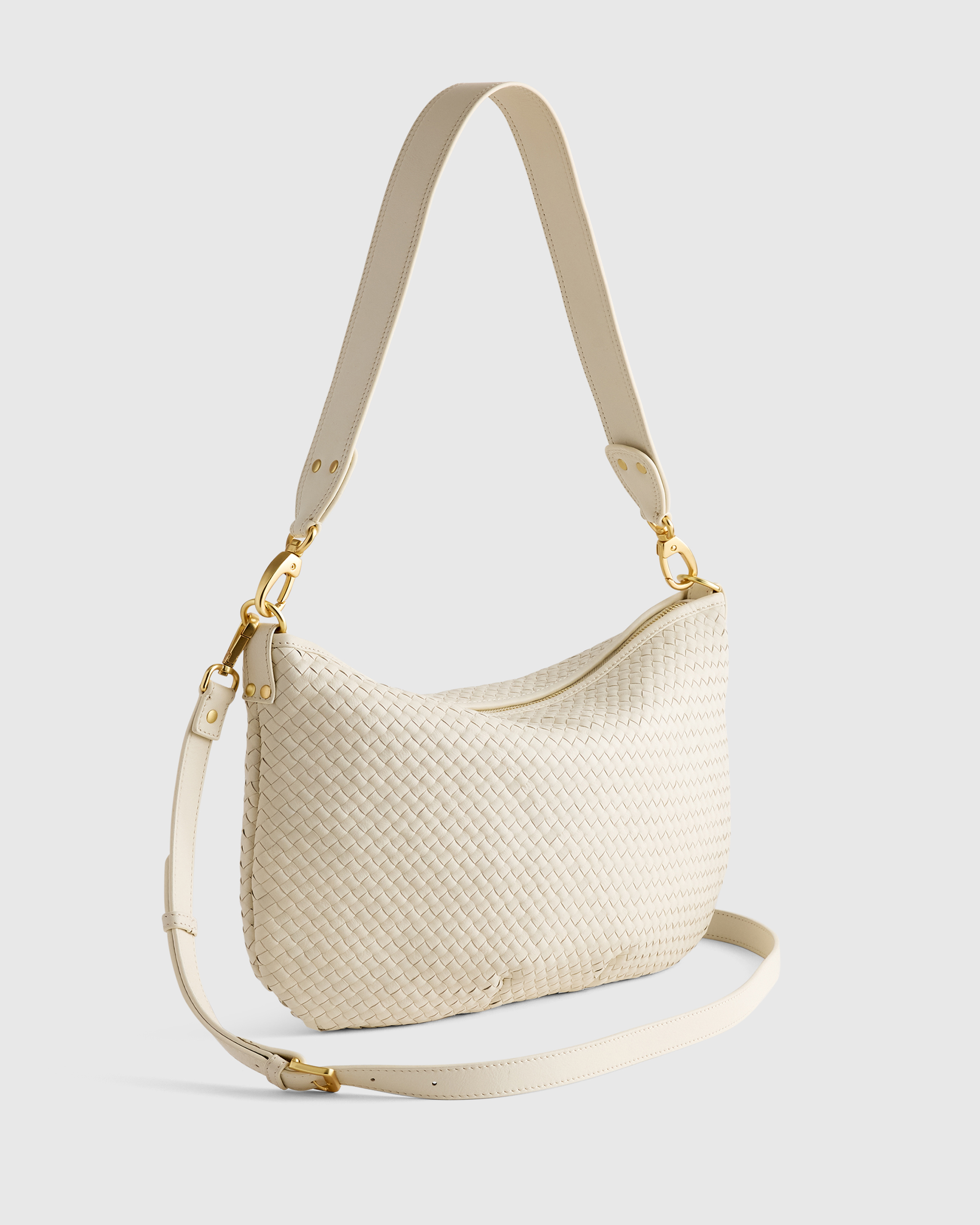 Italian Leather Convertible Crescent Handwoven Shoulder Bag — Image 35